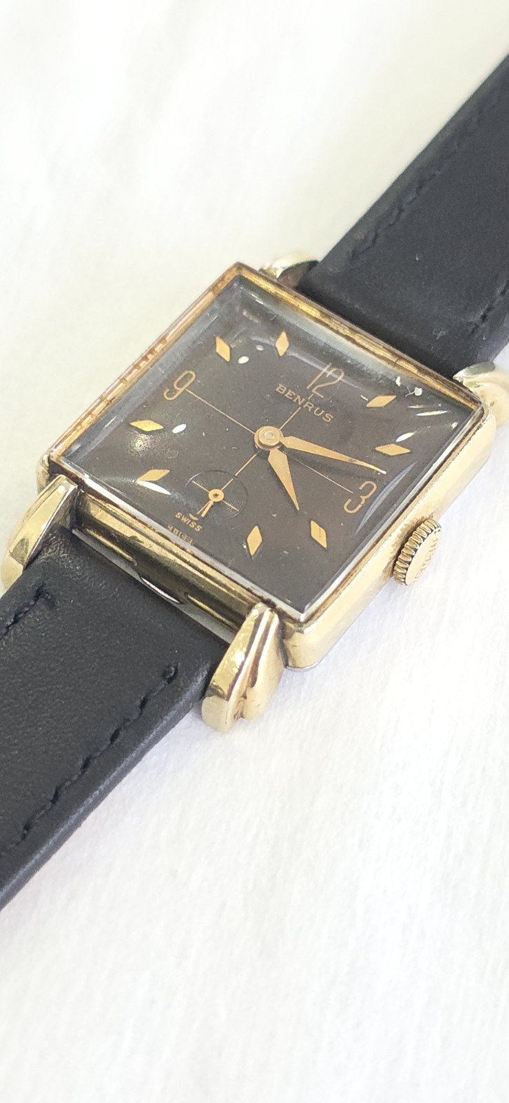 Vintage Benrus Crosshair Brown Dial Cal DM21 Men’s 26mm Wind Up Tank Watch