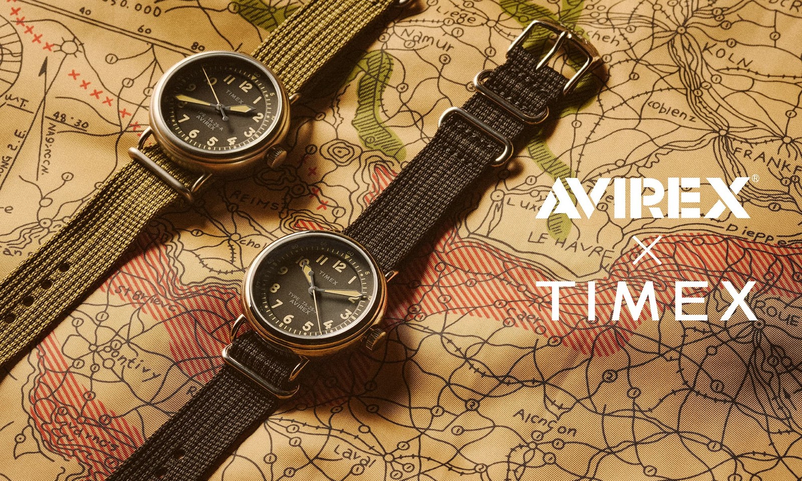 AVIREX TIMEX TYPE-25A 38mm Olive Watch MATTE MIDGET Reissue AVIREX 50th Anniv.