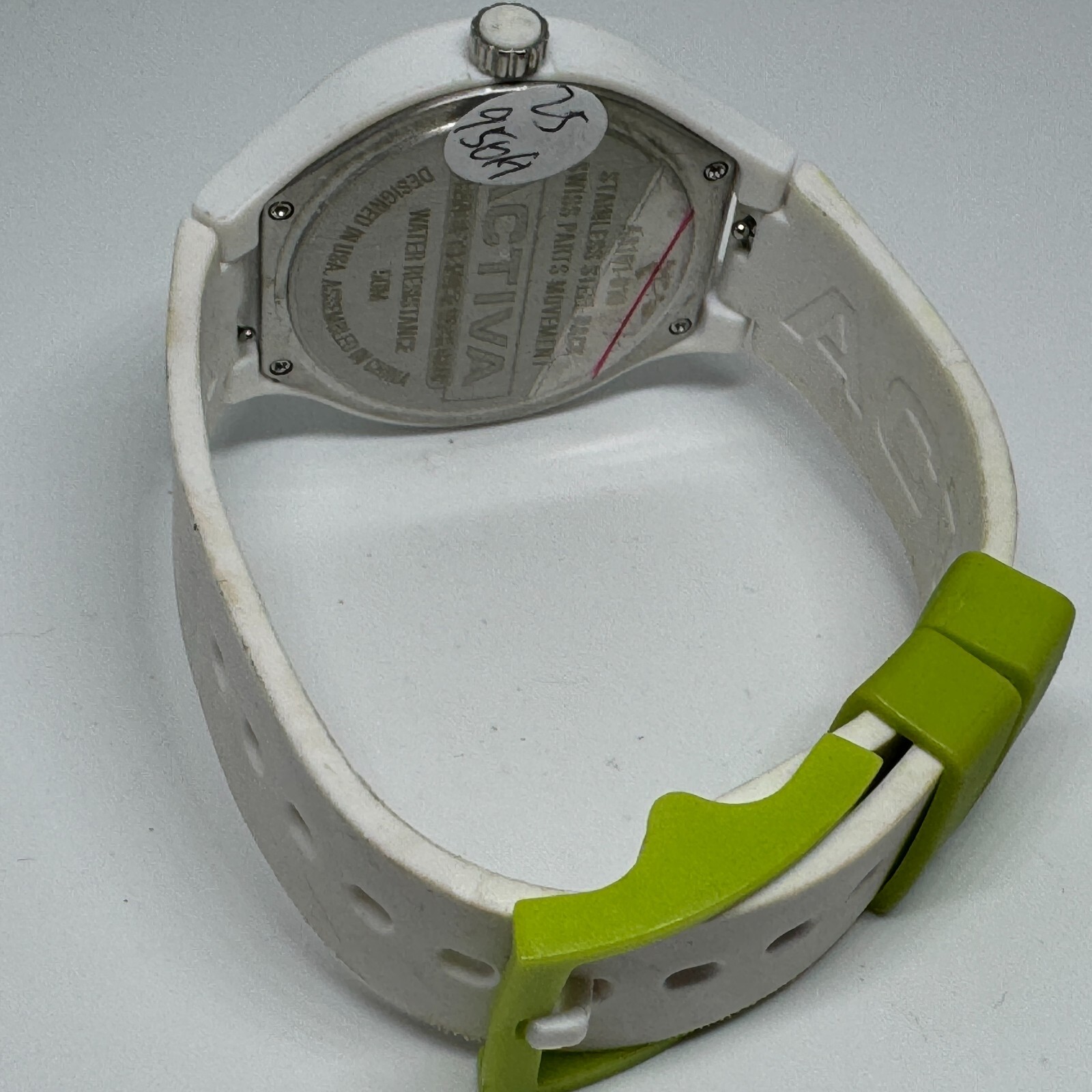 Activa Quartz Watch Unisex 50m White Green Plastic Rubber Swiss Parts New Batter