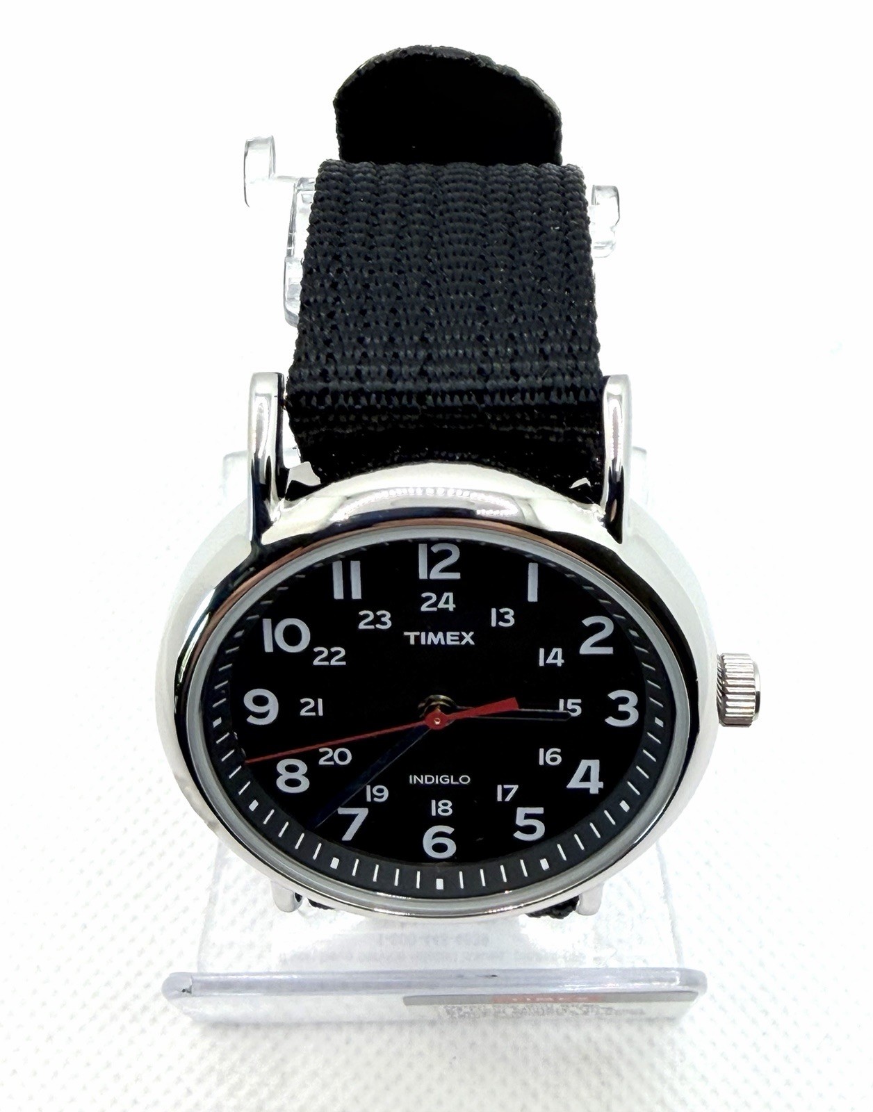 Timex Weekender T2N6479J 38mm Black Dial INDIGLO Nylon Slip-Thru Watch | New