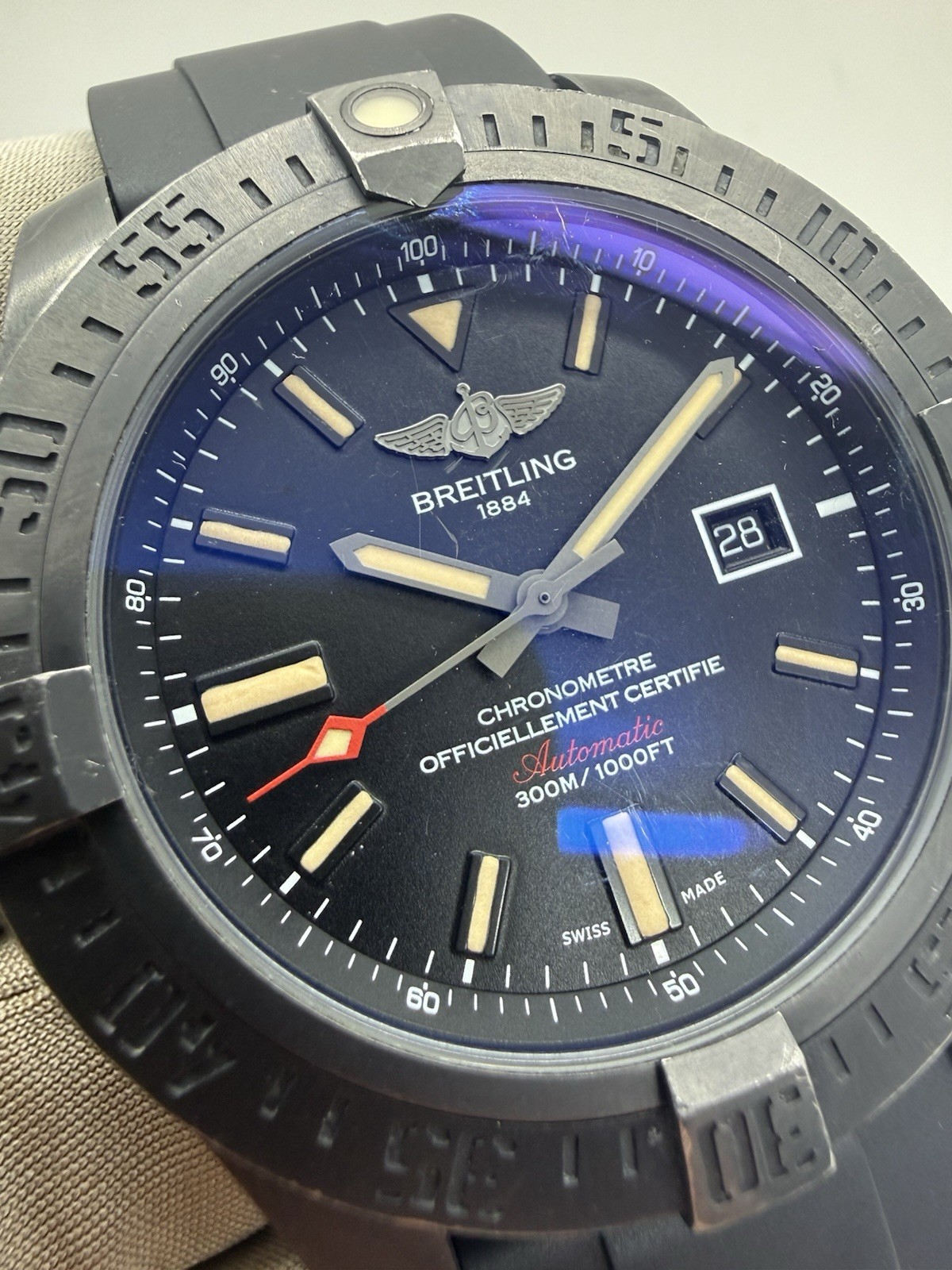 2017 Breitling Avenger Blackbird 48mm Automatic Rubber Strap Watch V17310 B+P