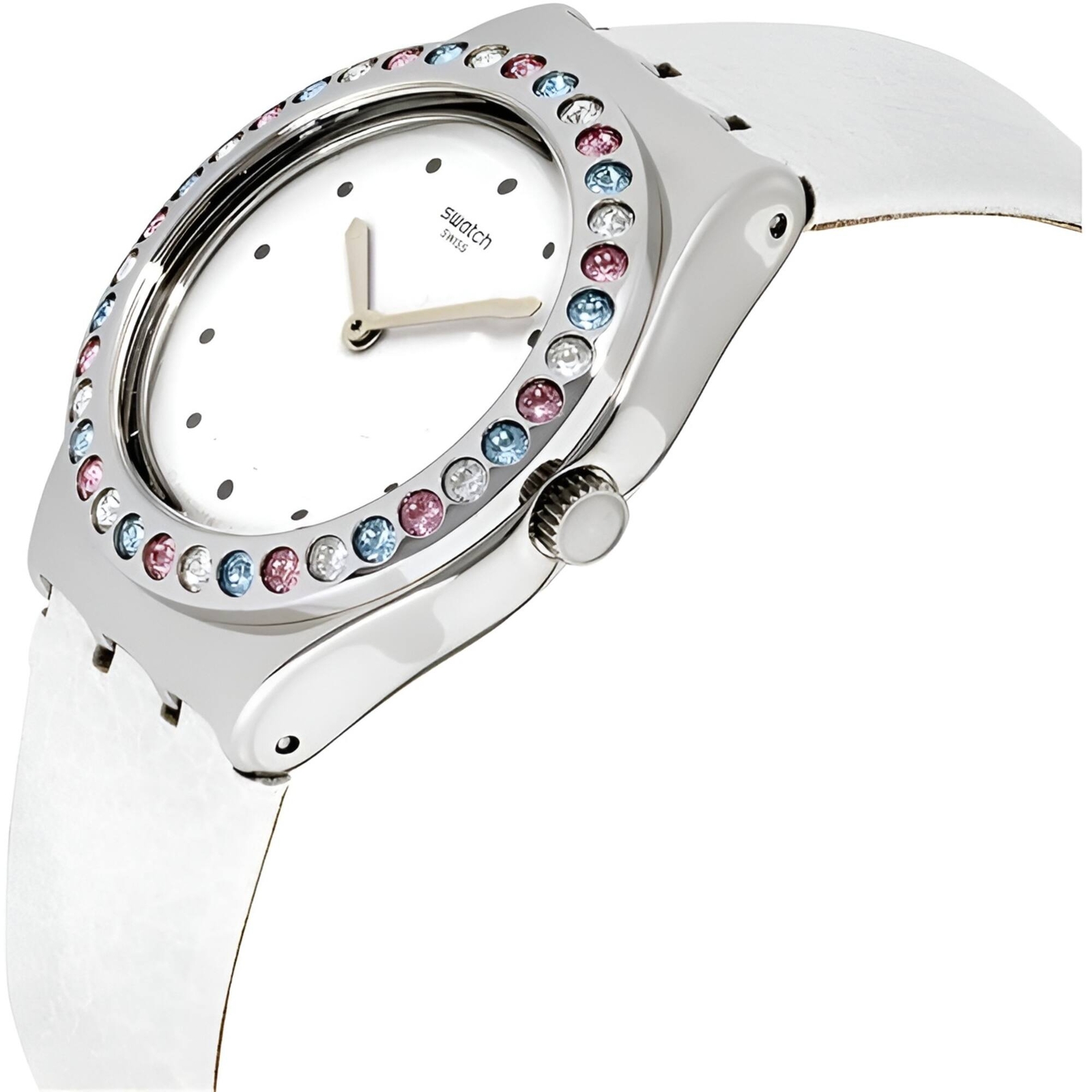 Swatch Women’s Watch Irony After Dinner White Dial Silicone Rubber Strap YLS201