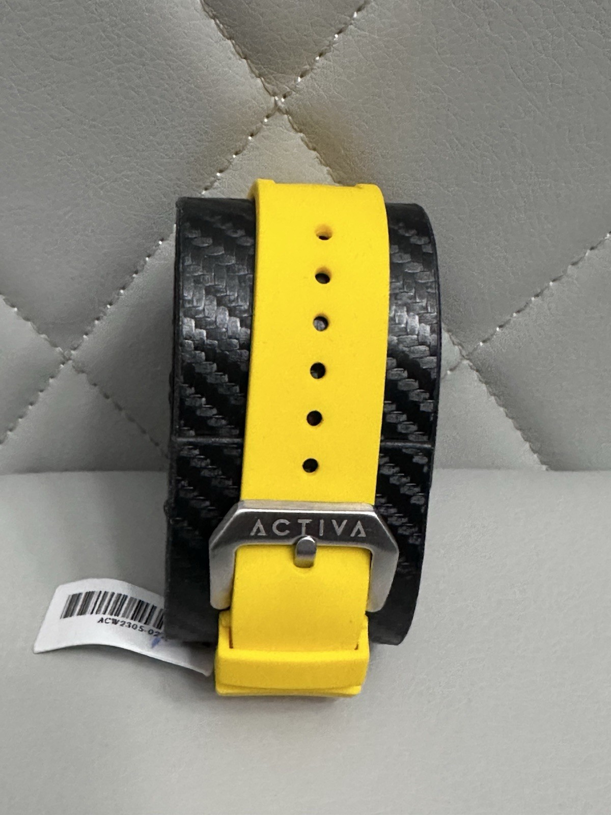 Activa Racing Analog Date Wristwatch Yellow Black Rubber Strap Plastic Case