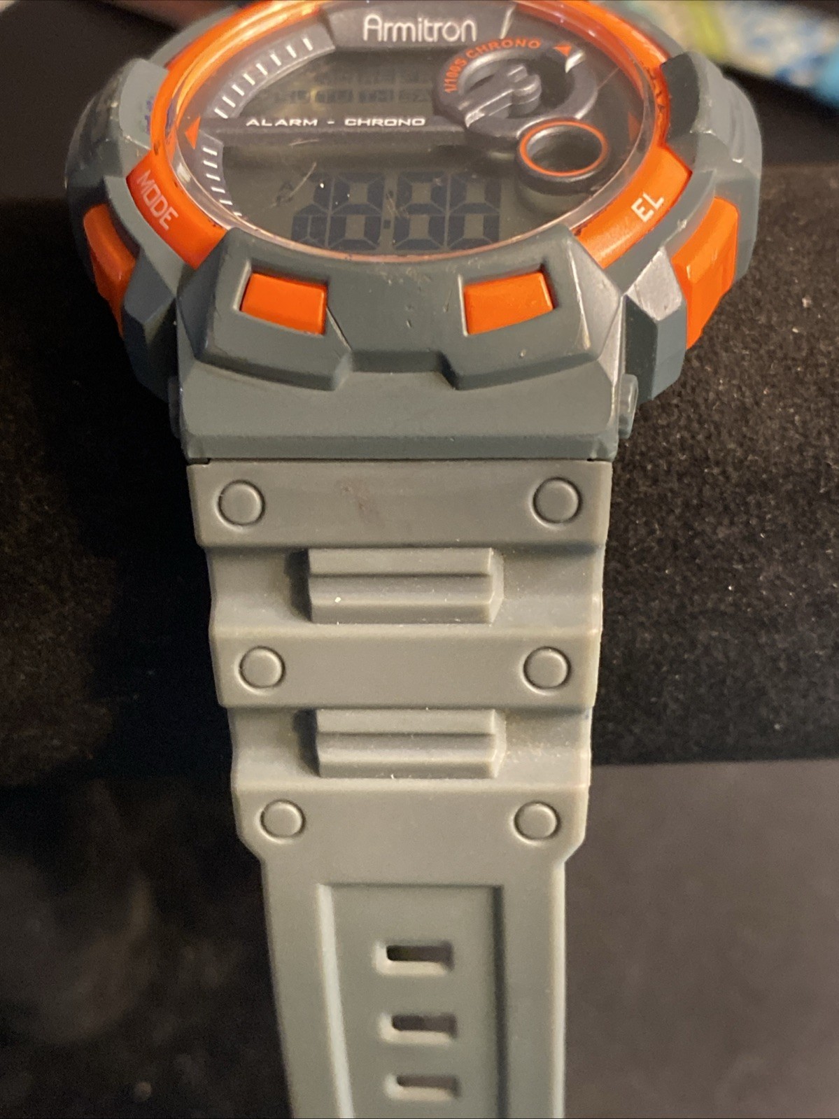 Armitron Pro Sport Watch Men 50mm Gray Orange Digital Day Date 100M New Battery