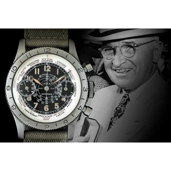 Gallet Men’s Watch Flight Officer USAAF Truman Swiss Manual Wind Chronograph