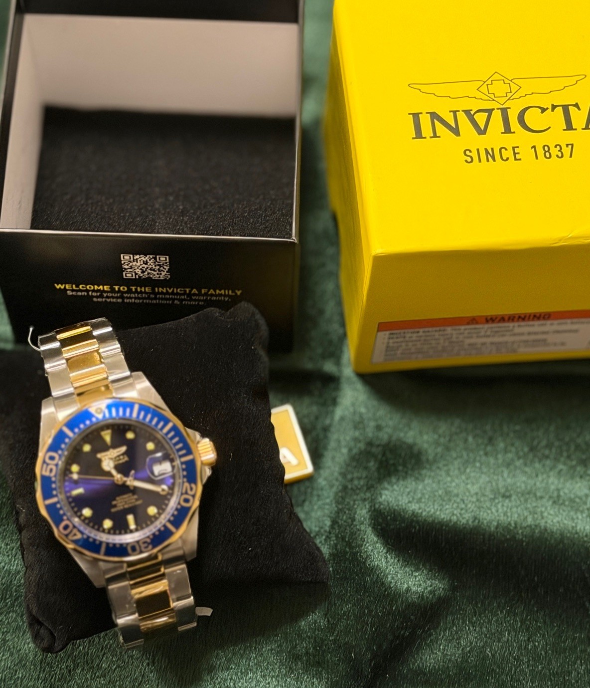 Invicta Pro Diver 26972 Blue Dial Two Tone Stainless Steel Wrist Watch for Men