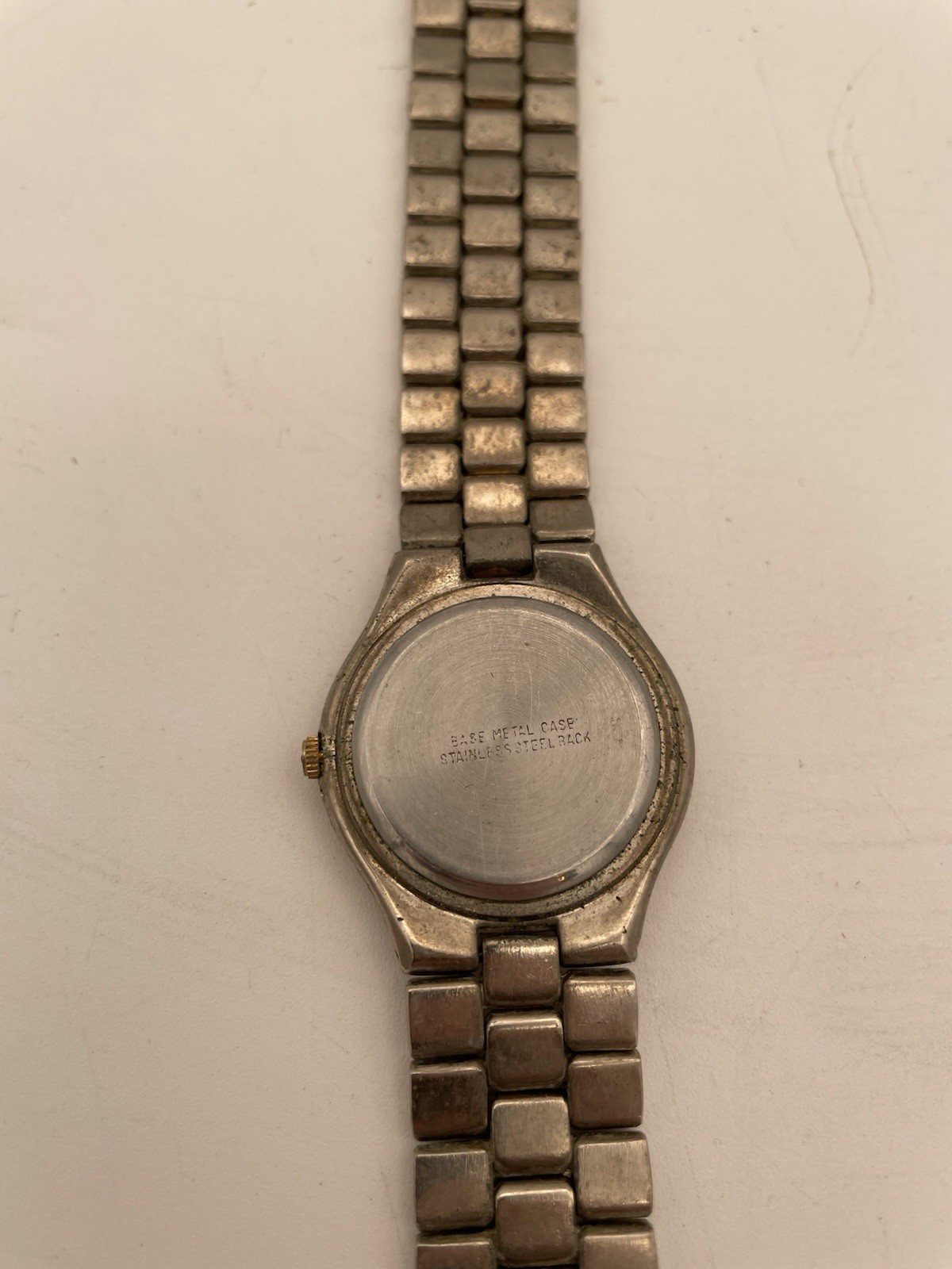Vintage Quemex Watch Silver Tone Quartz Movement Folding Clasp 7″ Need Battery