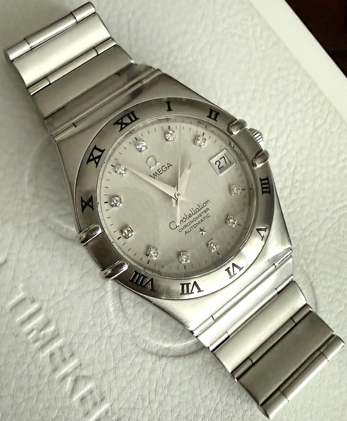 OMEGA CONSTELLATION 50th ANNIVERSARY AUTOMATIC DIAMOND DIAL 35.5mm 1504.35 – BOX