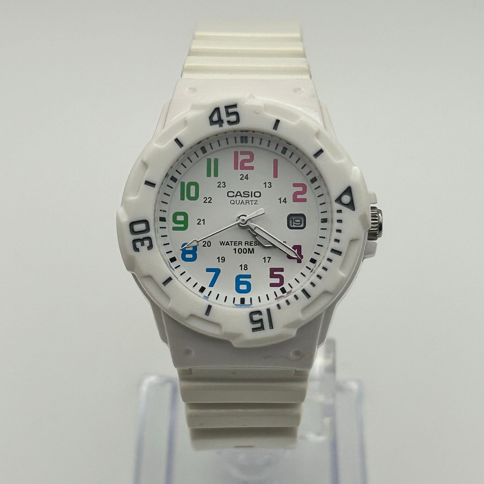 Casio LRW-200H White Colorful Numerical Dial 100M WR Working New Battery