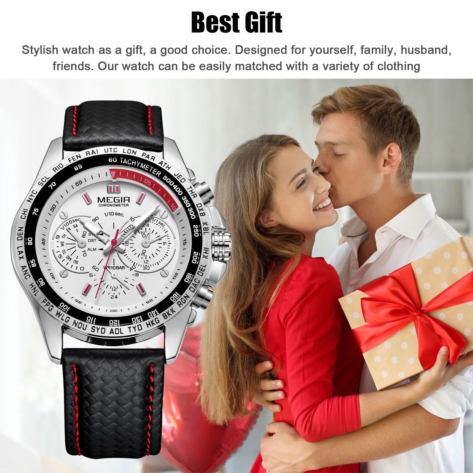 Waterproof MEGIR Men’s Stainless Steel Analog Sports Quartz Military Wrist Watch