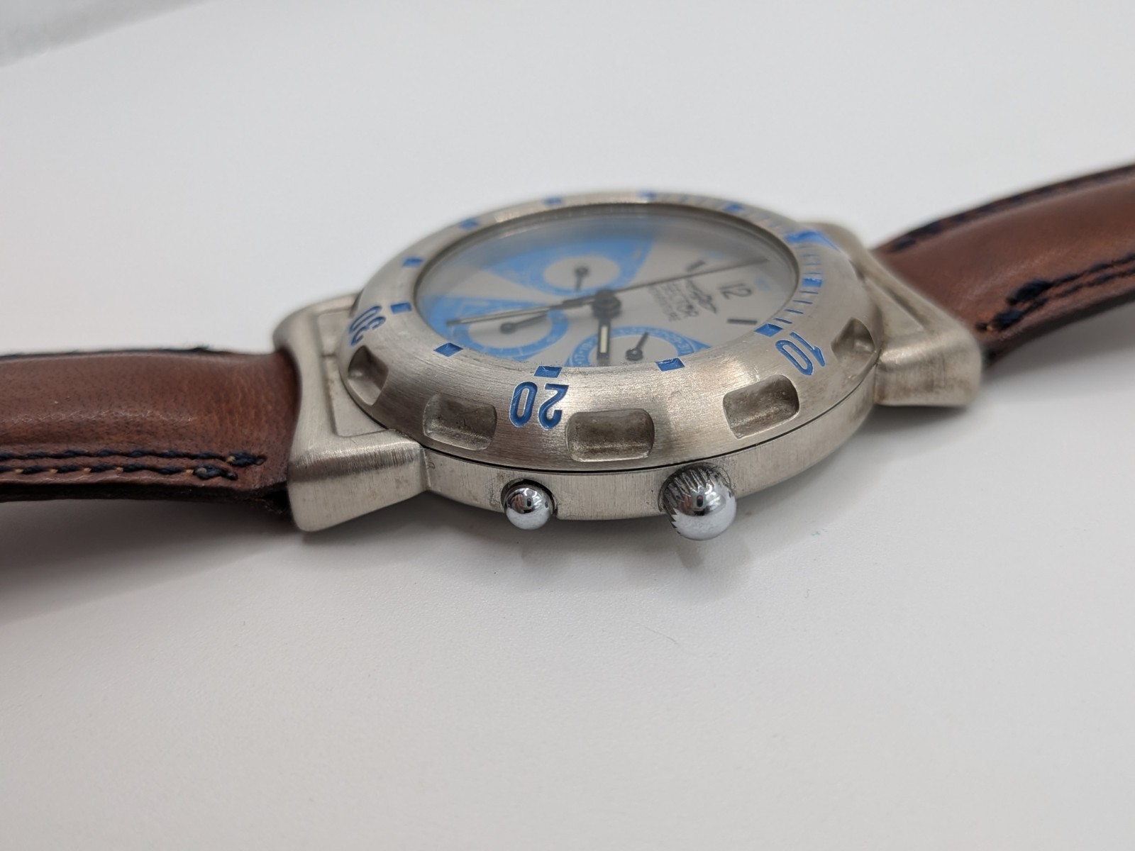 Classic Blue SECTOR Adventure Swiss Made Wrist Watch With Brown Leather Band