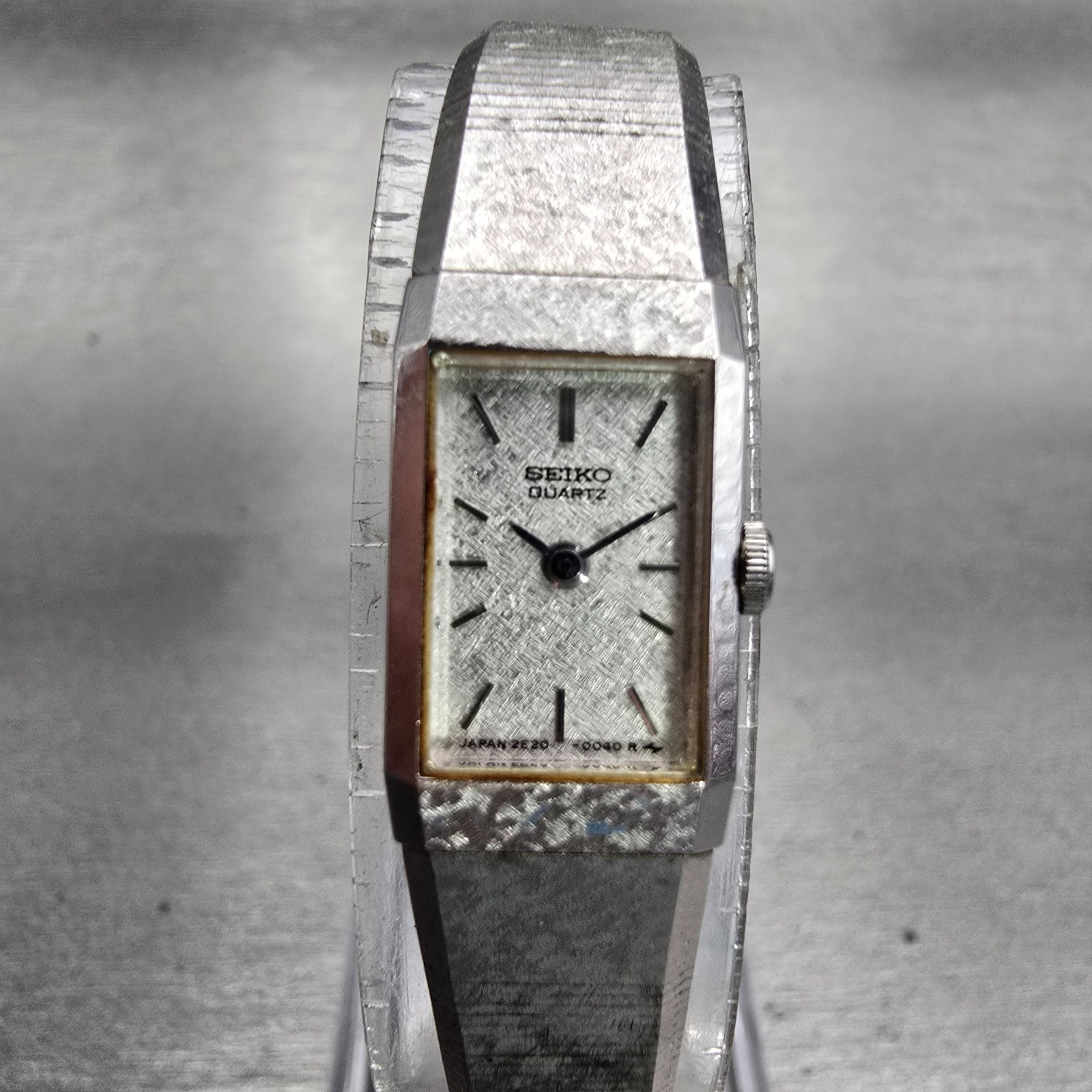 Seiko Watch Women 12mm Silver Dial Silver Tone Rectangle 2E20-5029 New Battery