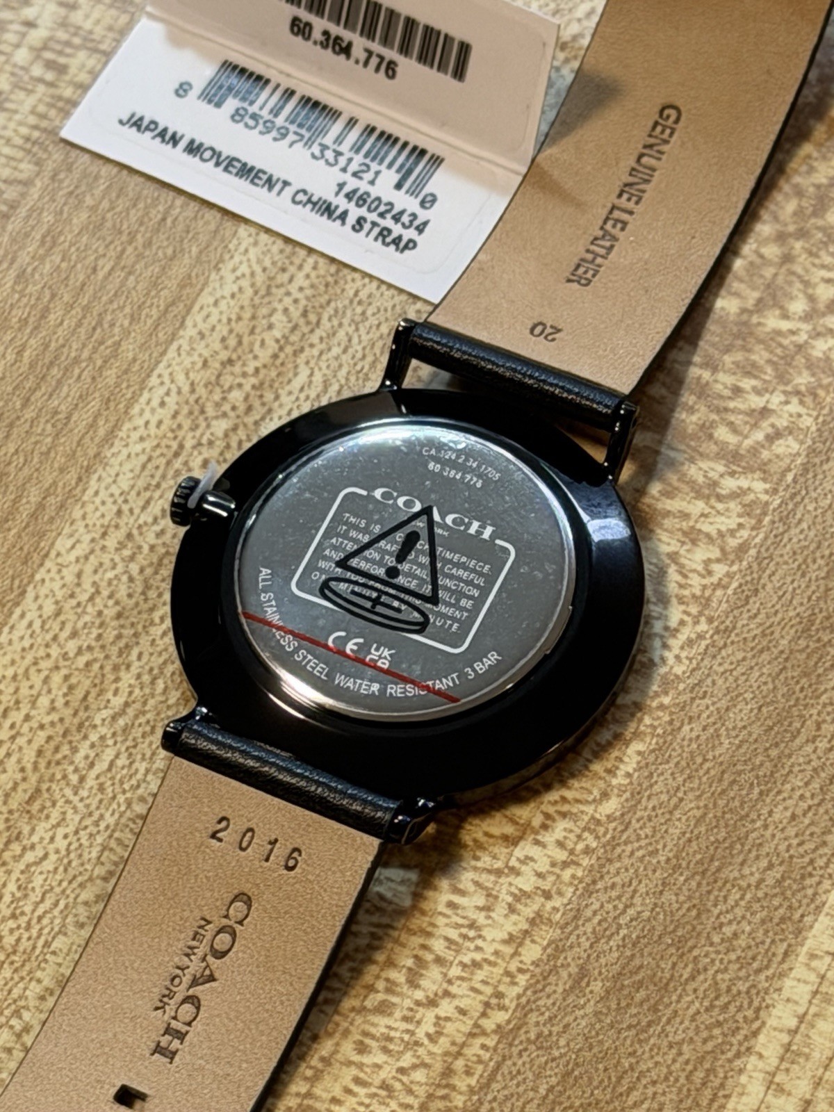 Authentic Coach New York Analog Quartz Adult Watch All Black Leather 14602434
