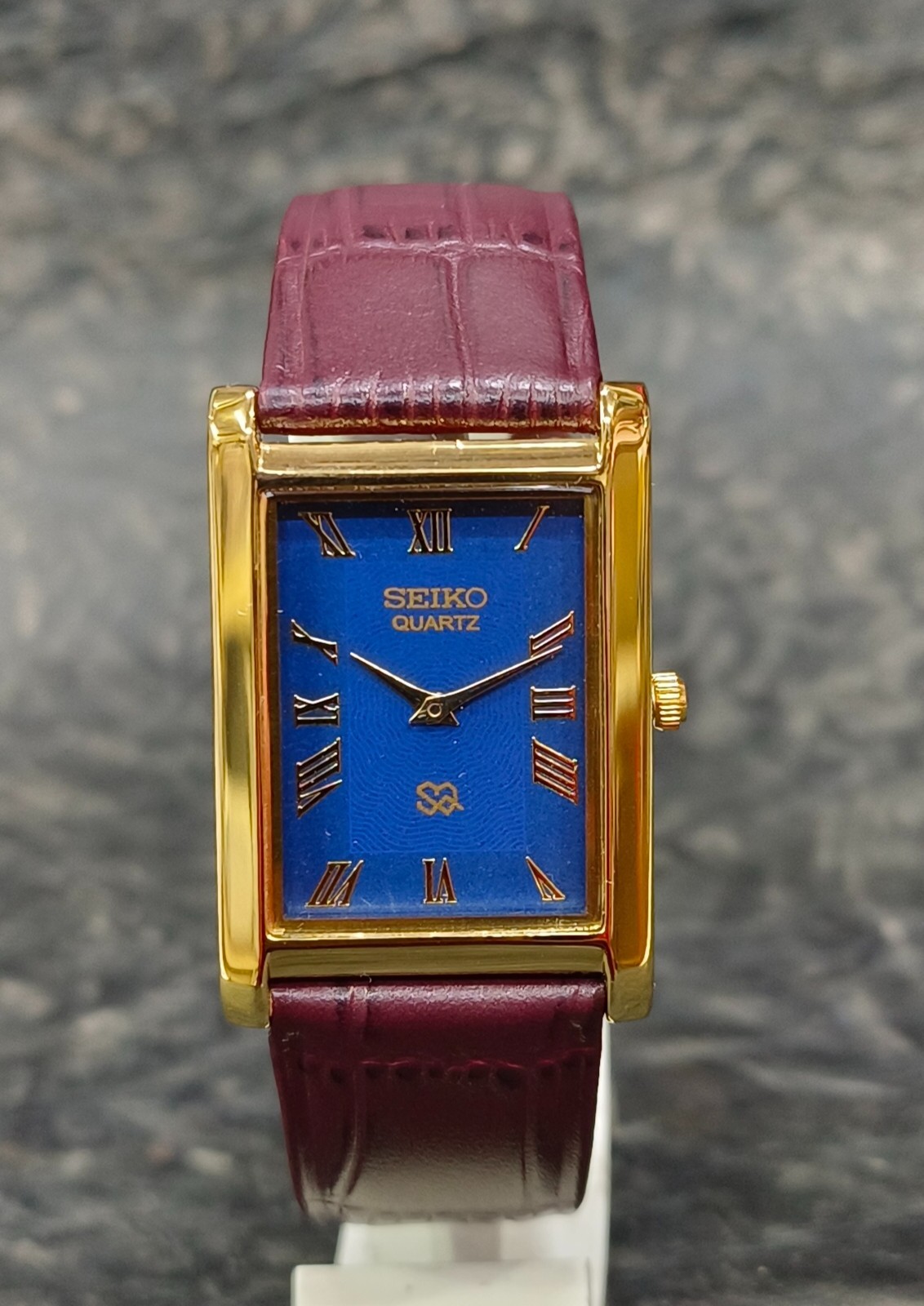 Vintage Seiko Quartz Tank Watch, Seiko Slim Blue Dial