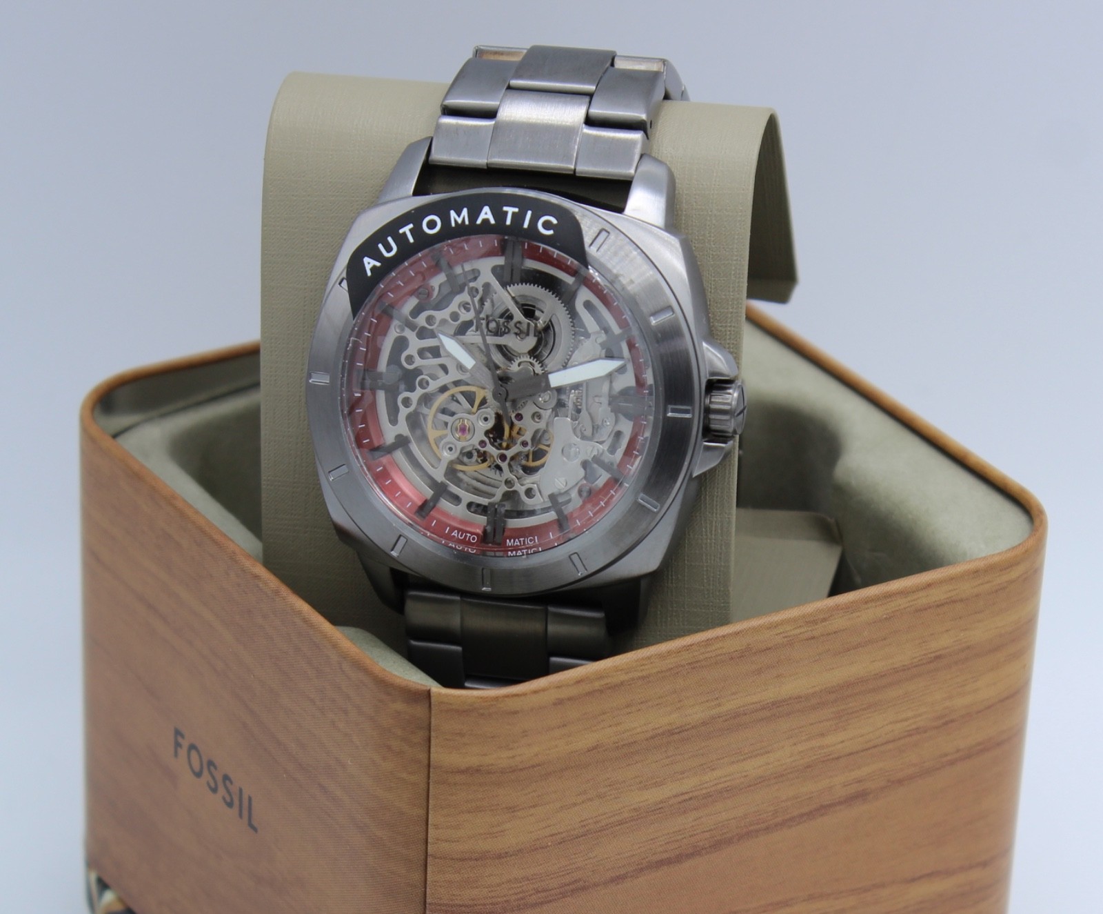 NEW AUTHENTIC FOSSIL PRIVATEER AUTOMATIC SKELETON GUNMETAL BQ2898 MEN’S WATCH
