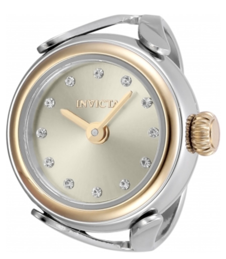 Invicta Angel 48576 Women’s Ring Watch Two Tone Silver Gold Crystal Dial New Box