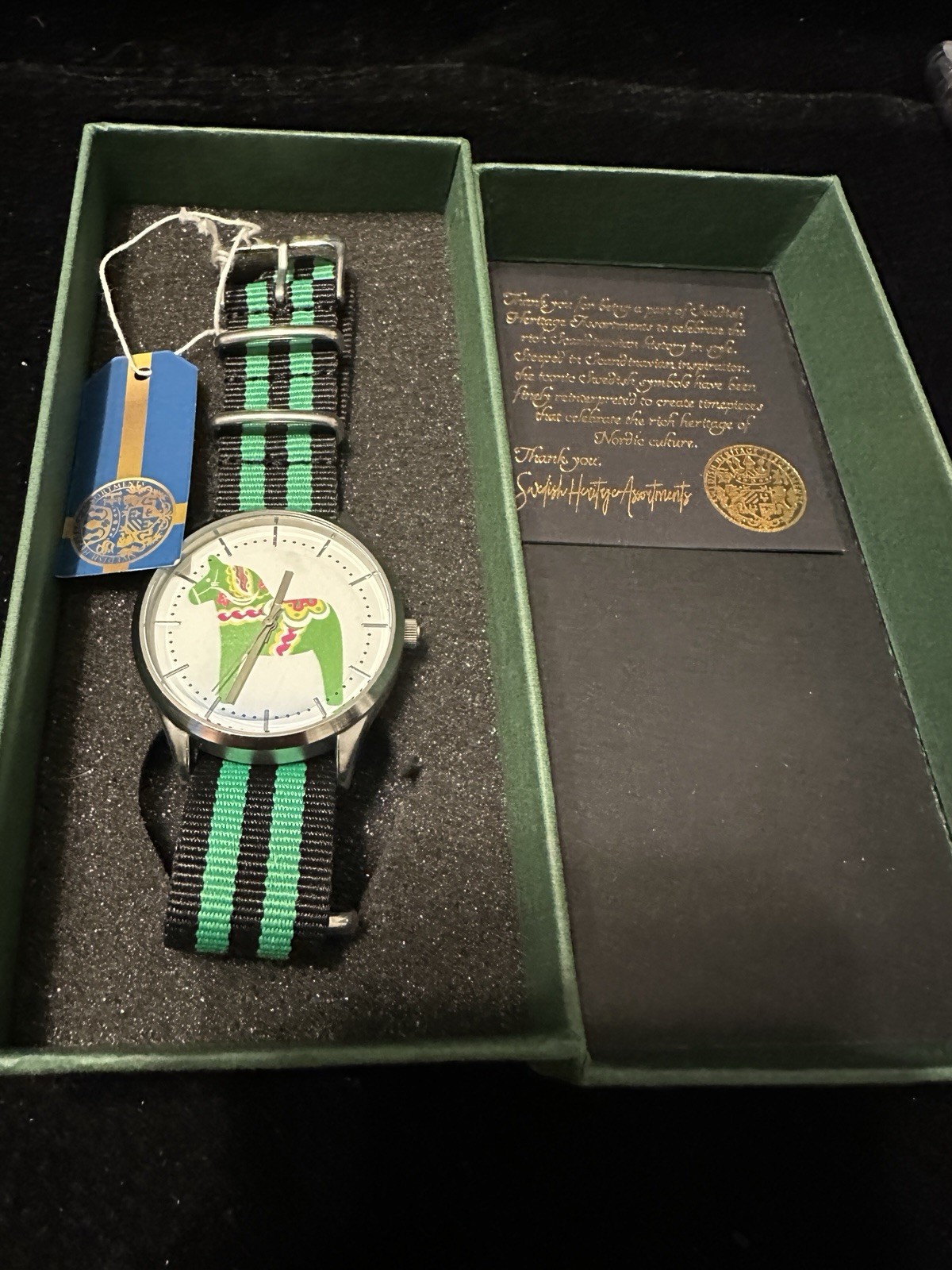 Vintage Limited Edition Dala Horse Swedish Heritage Wrist Watch Green Band New