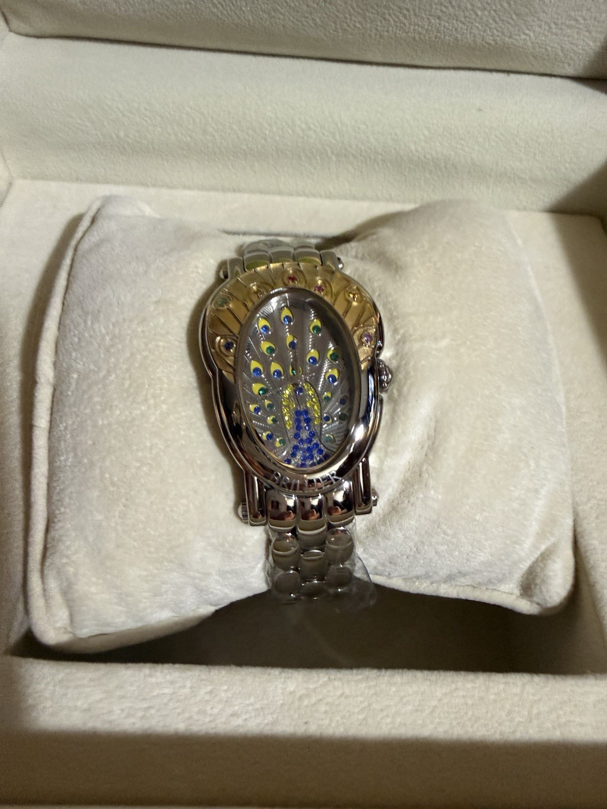 Brillier Royal Plume Stainless Steel Ladies Watch. RARE GEM STONES
