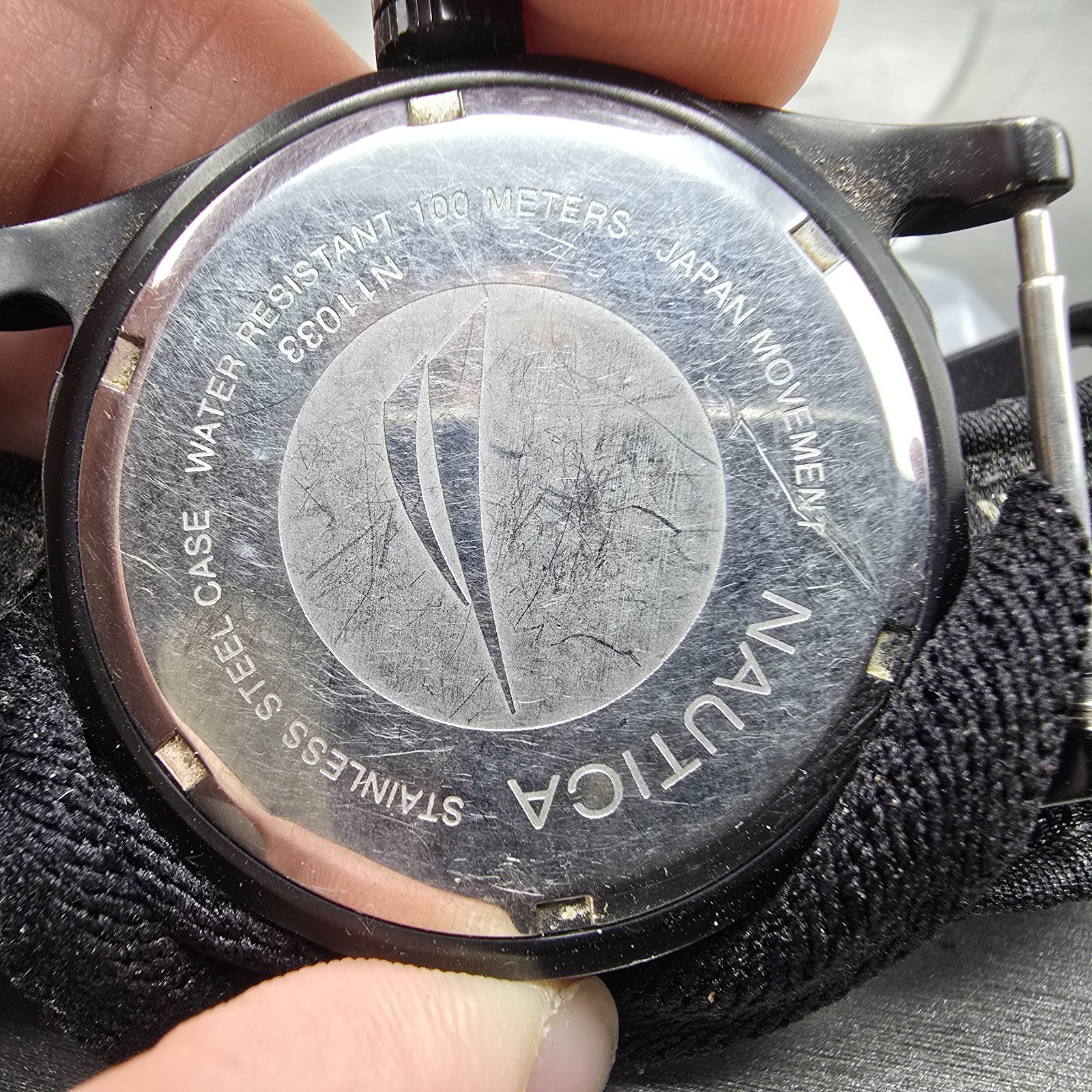 Nautica Dive Watch Men 43mm Gray Dial Black Tone Date Round N11033 New Battery