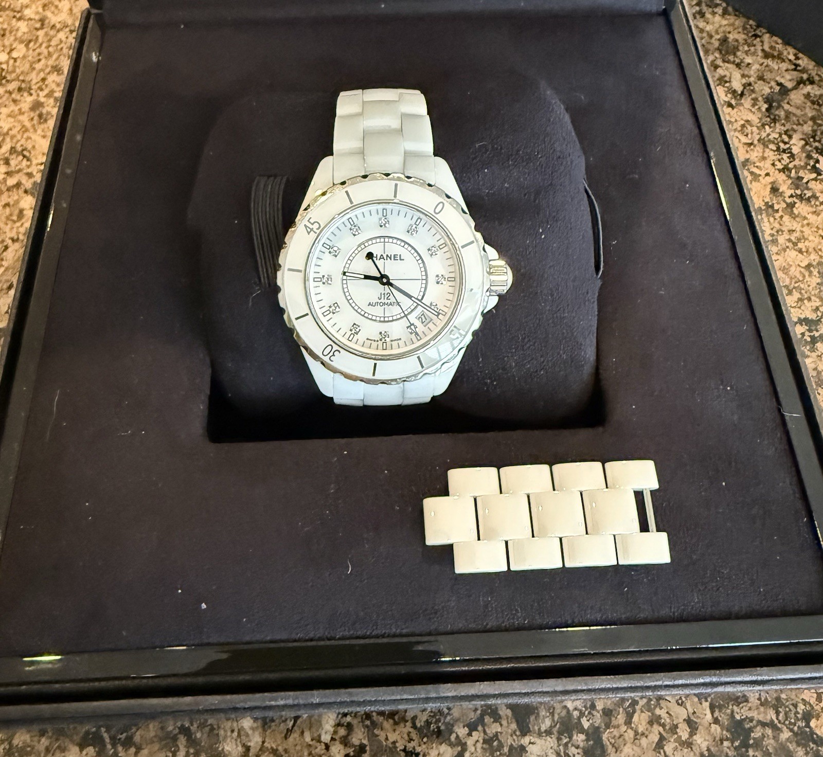 Chanel J12 H1629 White Ceramic Factory Diamond Dial 38mm Automatic Ladies Watch