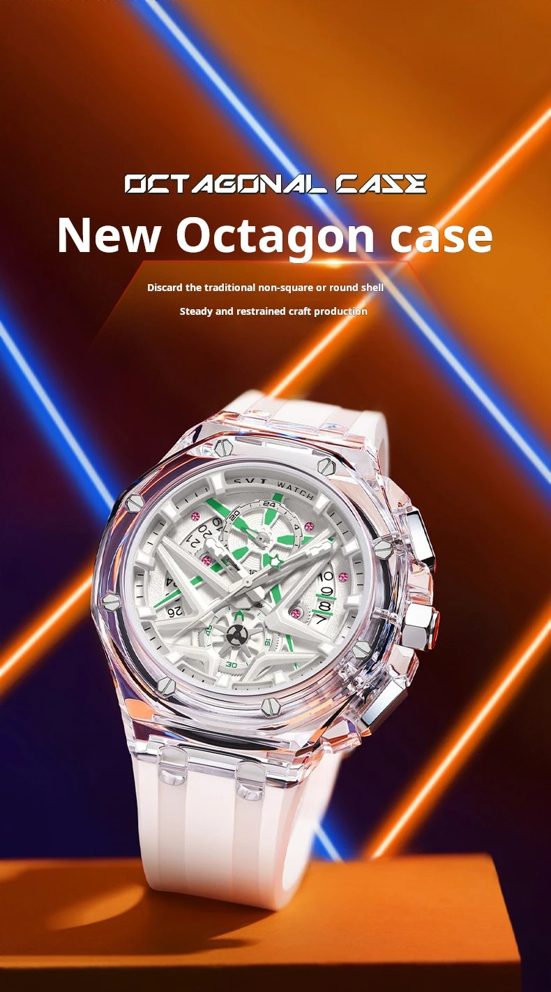 Men’s Quartz Watch Rubber Strap Waterproof Luminous Date Sport Male Wristwatch
