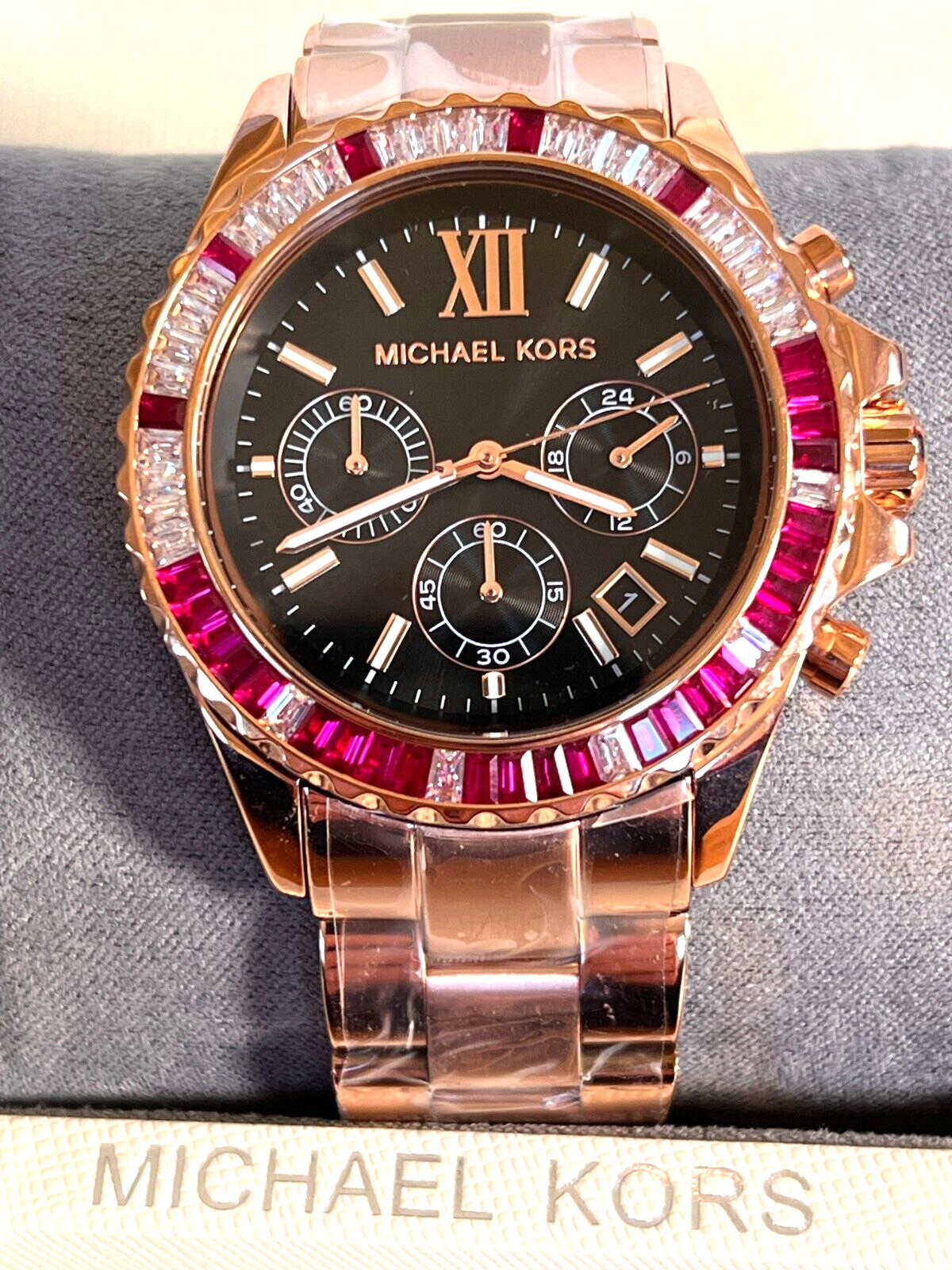 MICHAEL KORS MK6972 Everest Rose Gold Oversized Chronograph Watch BNWT GBox $325