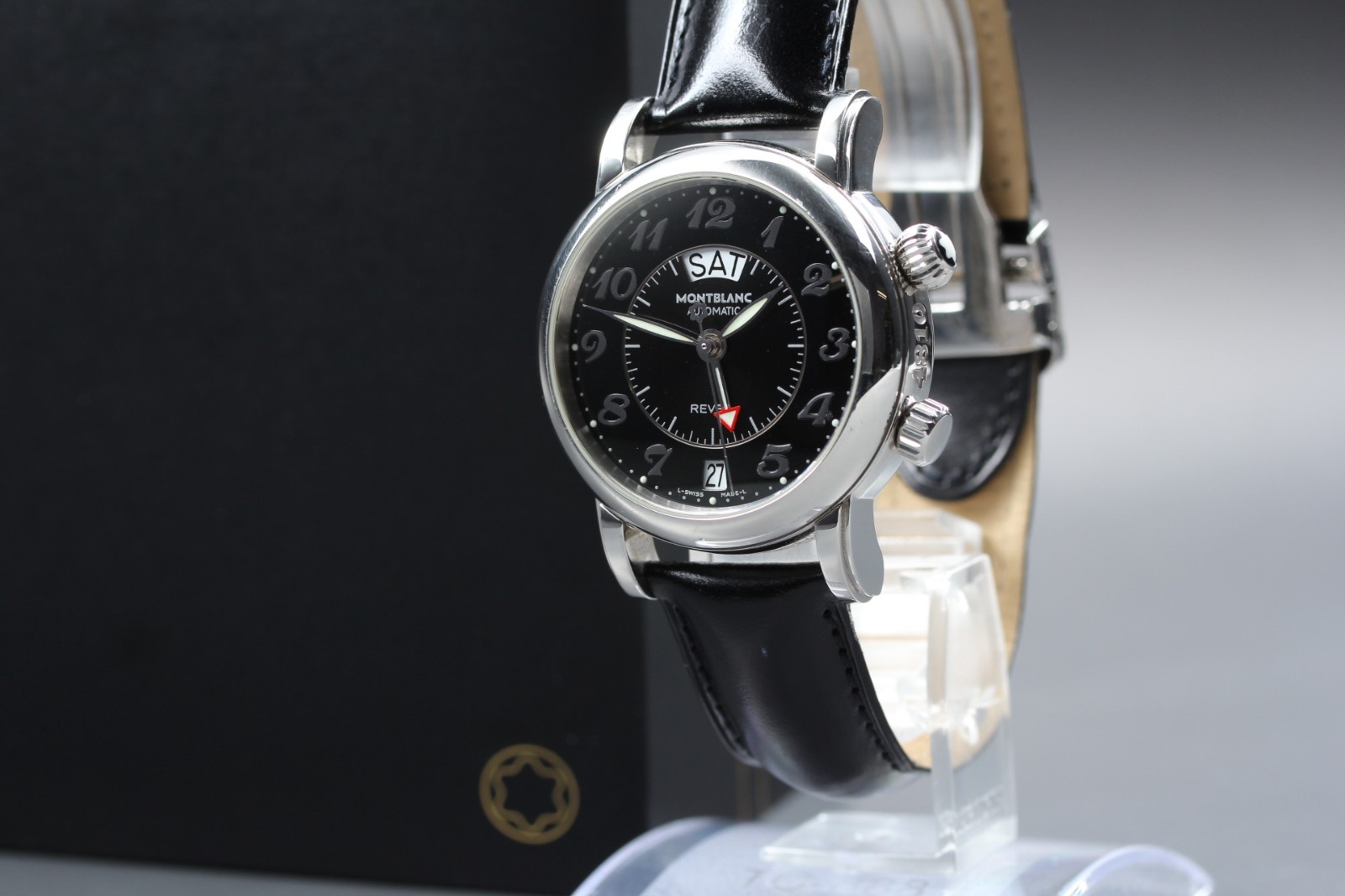 MONTBLANC Star Reveil 7026 Black Auto Day Date Men’s Watch [ Band Little Wear ]