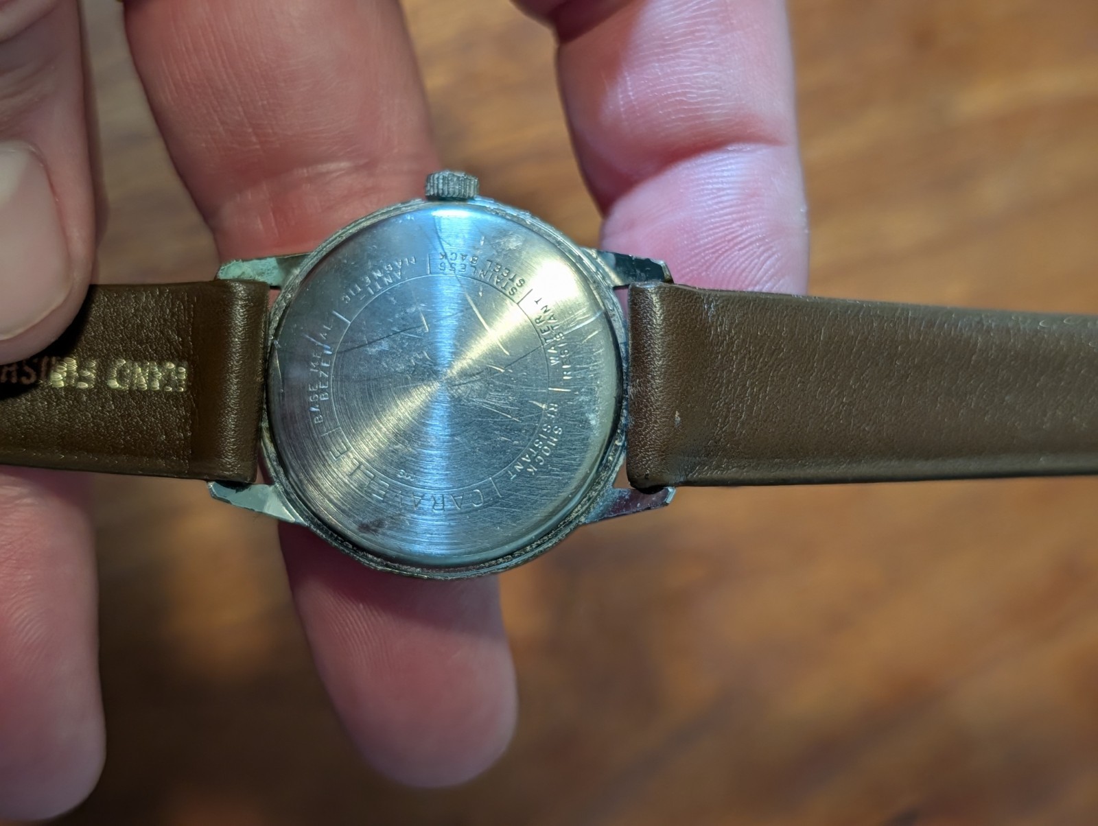 VTG Caravelle Silver Dial Mens Manual Wind Watch Runs Well