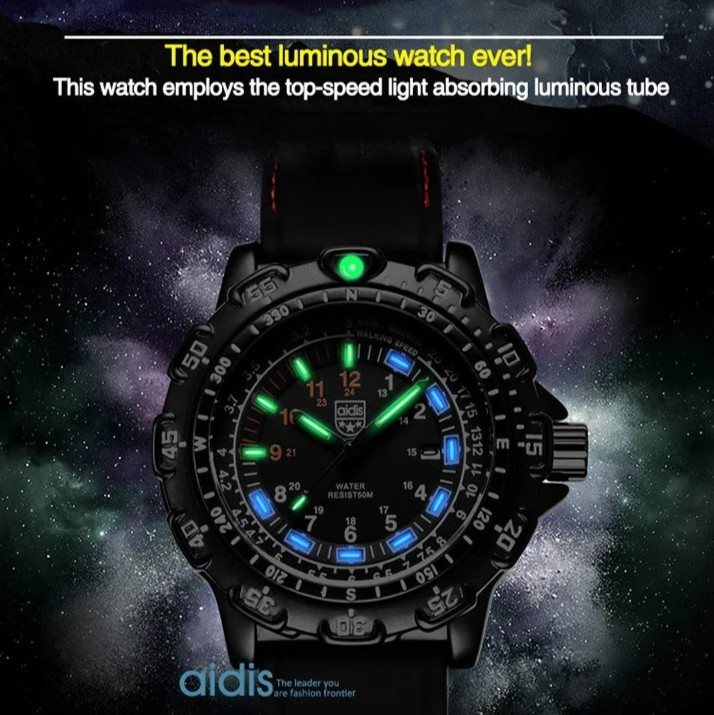 45MM ADDIESDIVE Military Quartz Dive Watch Men Silicone Waterproof Luminous NEW