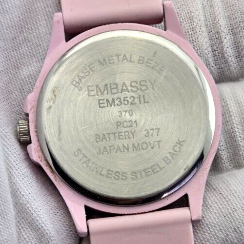 Pink Ribbon Awareness Rhinestone Watch Embassy Gruen Pink Silicone Band NEW BATT