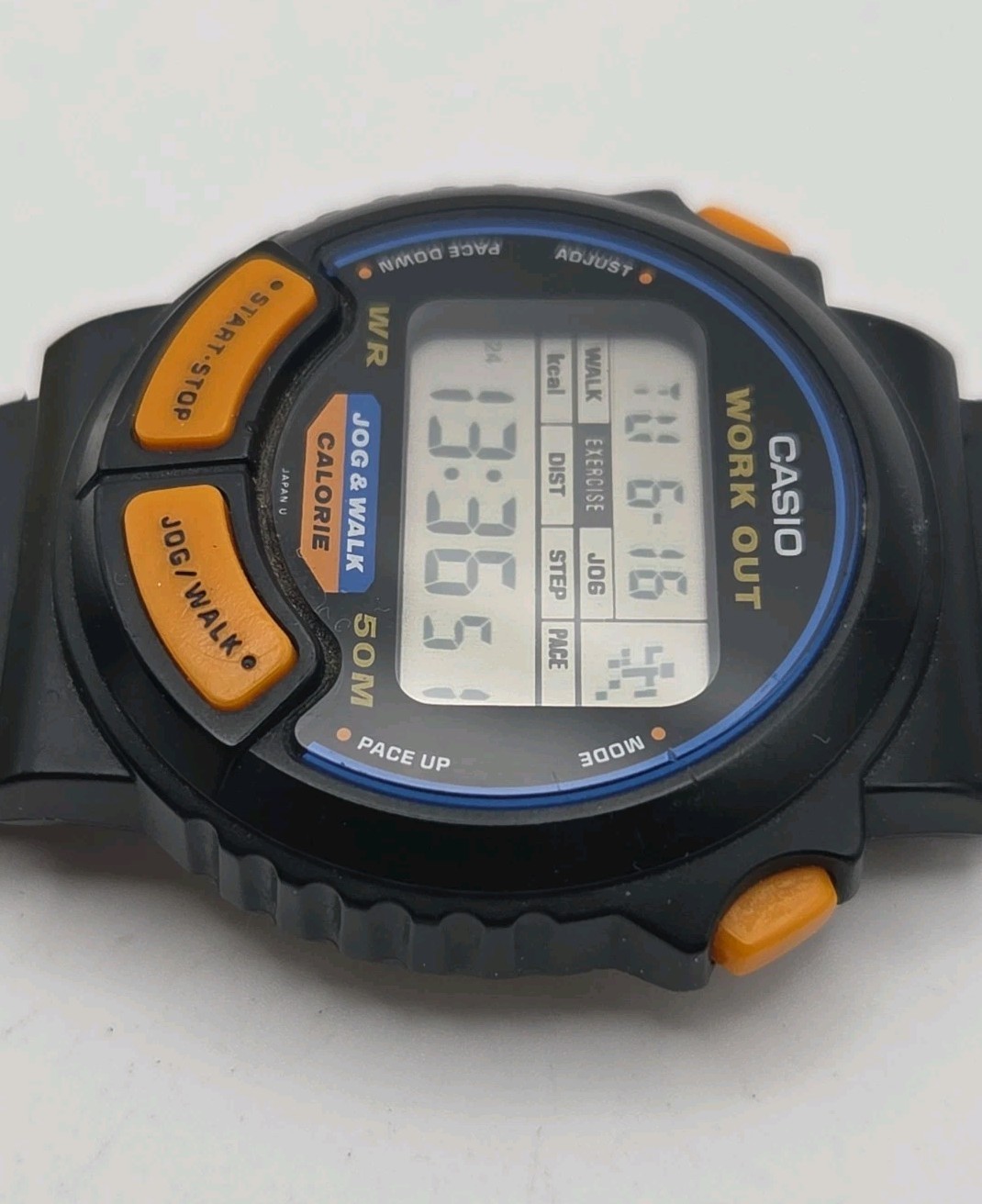 Vtg Casio JC-10 40mm Case Work Out Jog Walk Calorie Digital Watch New Batteries