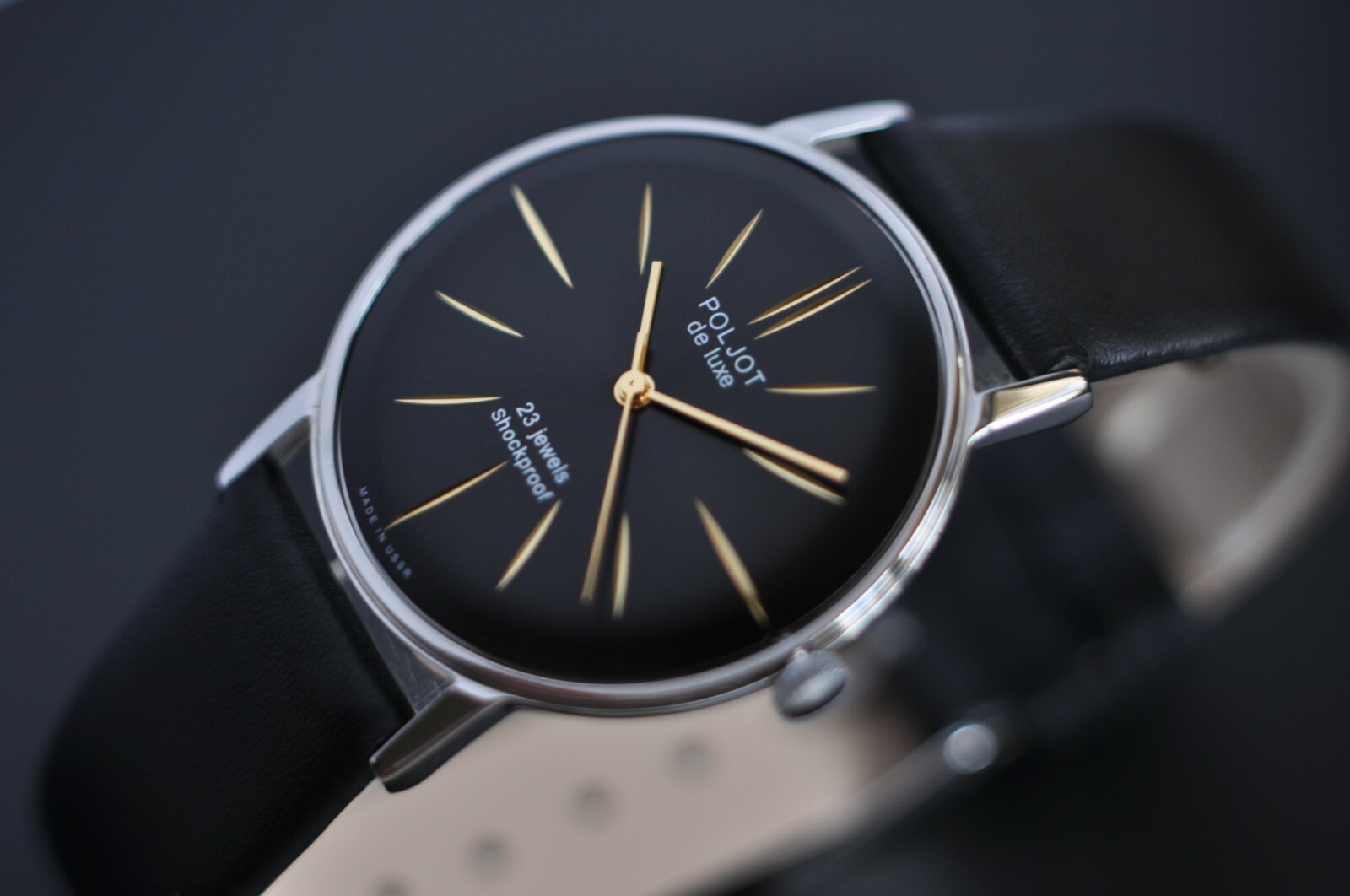 NOS! Poljot De LUXE Extra SLIM Watch Men’s Vintage USSR Case St.Steel R.