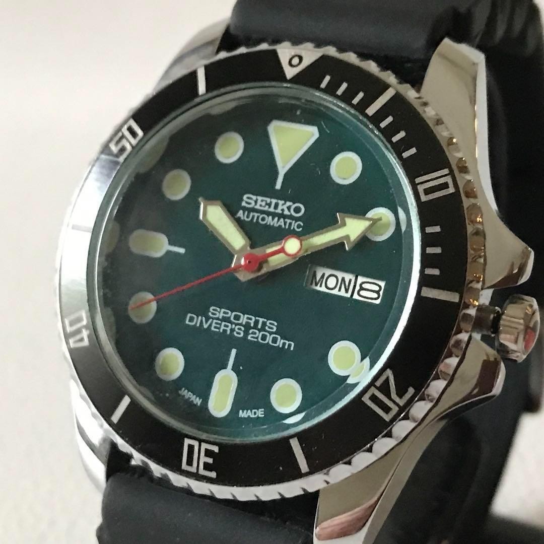 Seiko Diver Automatic Watch US 6 / UK 4 Black Green Vintage Japan Auth 064660