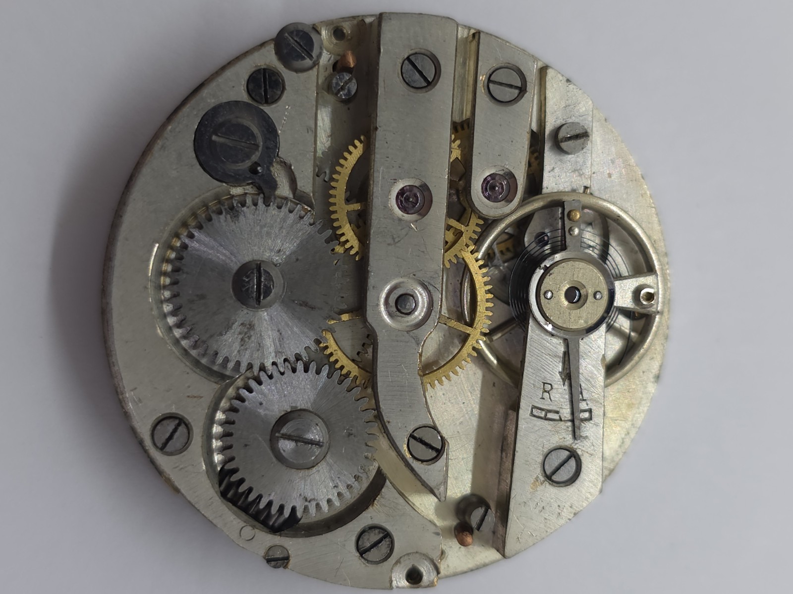 Vintage Trib Pocket Watch Movement Cylinder Sub Second Military Hands For Parts