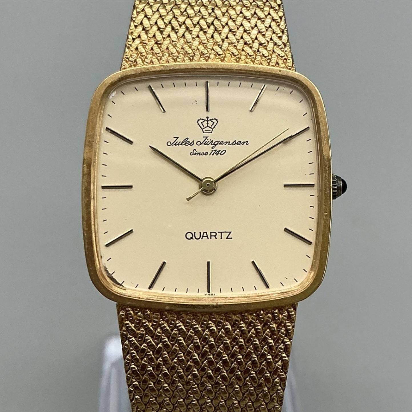 Vintage Jules Jurgensen Mens Watch 28mm Champagne Dial Gold Tone Mesh 4568