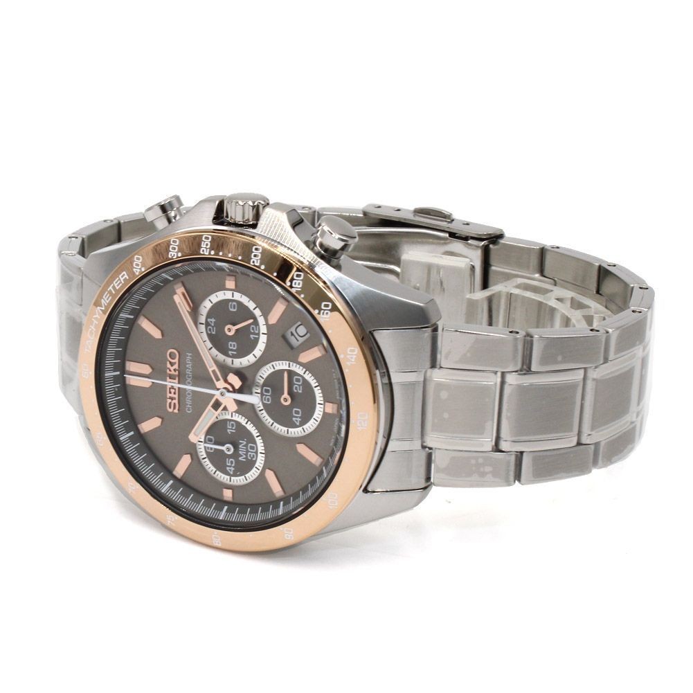 SEIKO SBTR026 SPIRIT Chronograph Analog Watch Quartz Battery Men’s Brown Silver