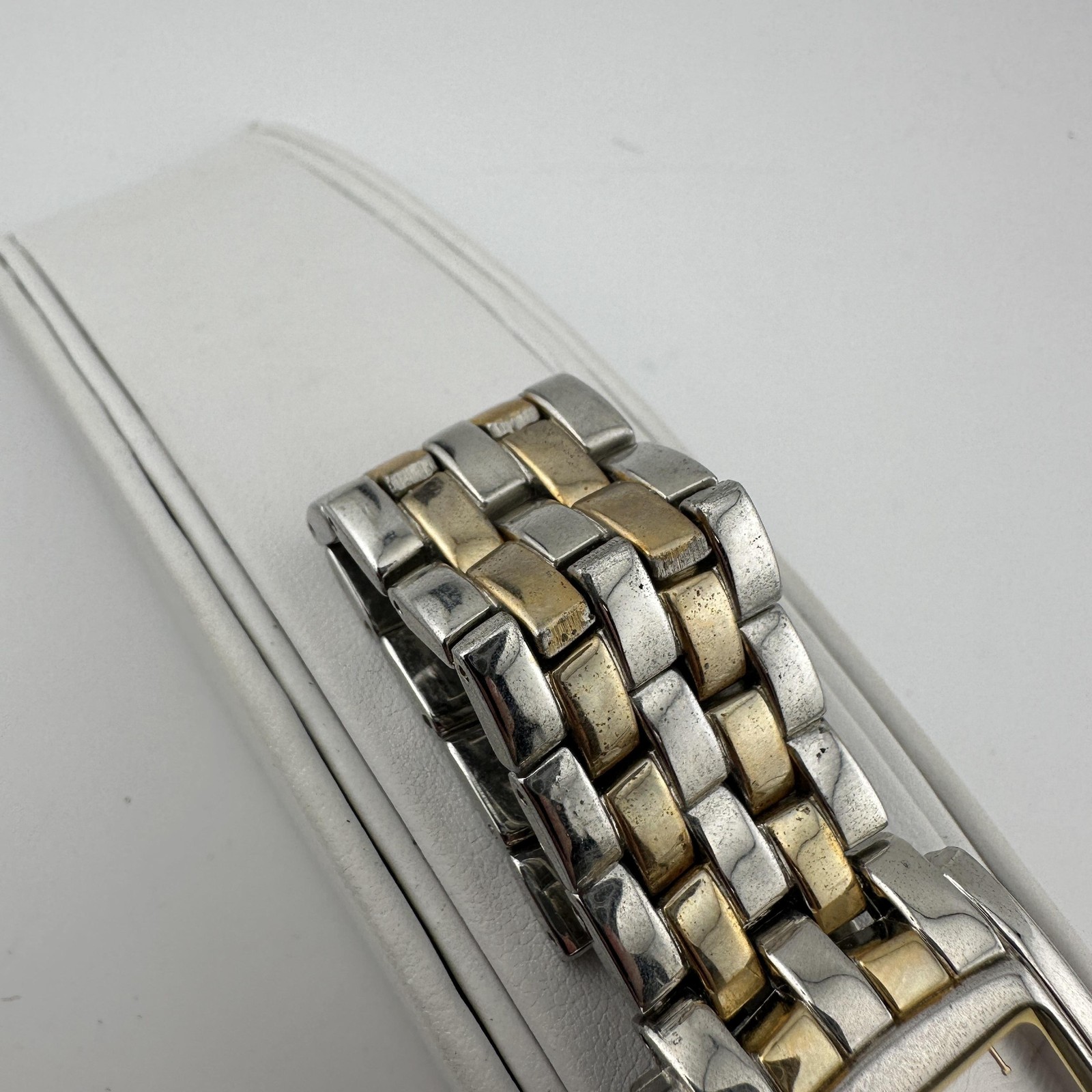 Celebrity Quartz Watch Rectangular Tank Two-Tone Roman Numeral Date Japan Movt