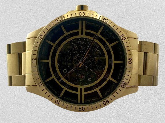 Beautiful Gold-Tone Armani Exchange Skeleton Dial Automatic Men’s Wristwatch