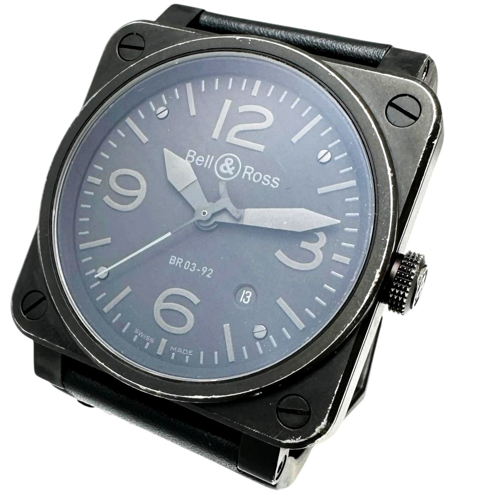 Bell Ross BR03-92 Phantom Black Automatic 42mm Date Leather Men’s Watch