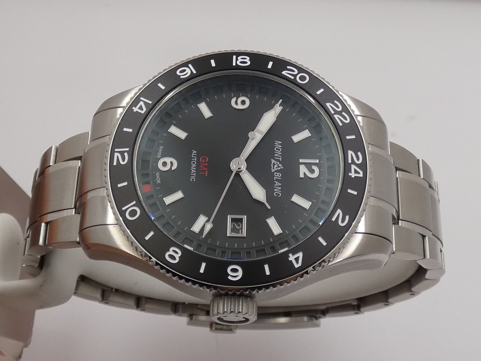 MONTBLANC 1858 BLACK GMT 129615 NEW BOX PAPERS&STICKERS MAR 2026 AUTOMATIC WATCH