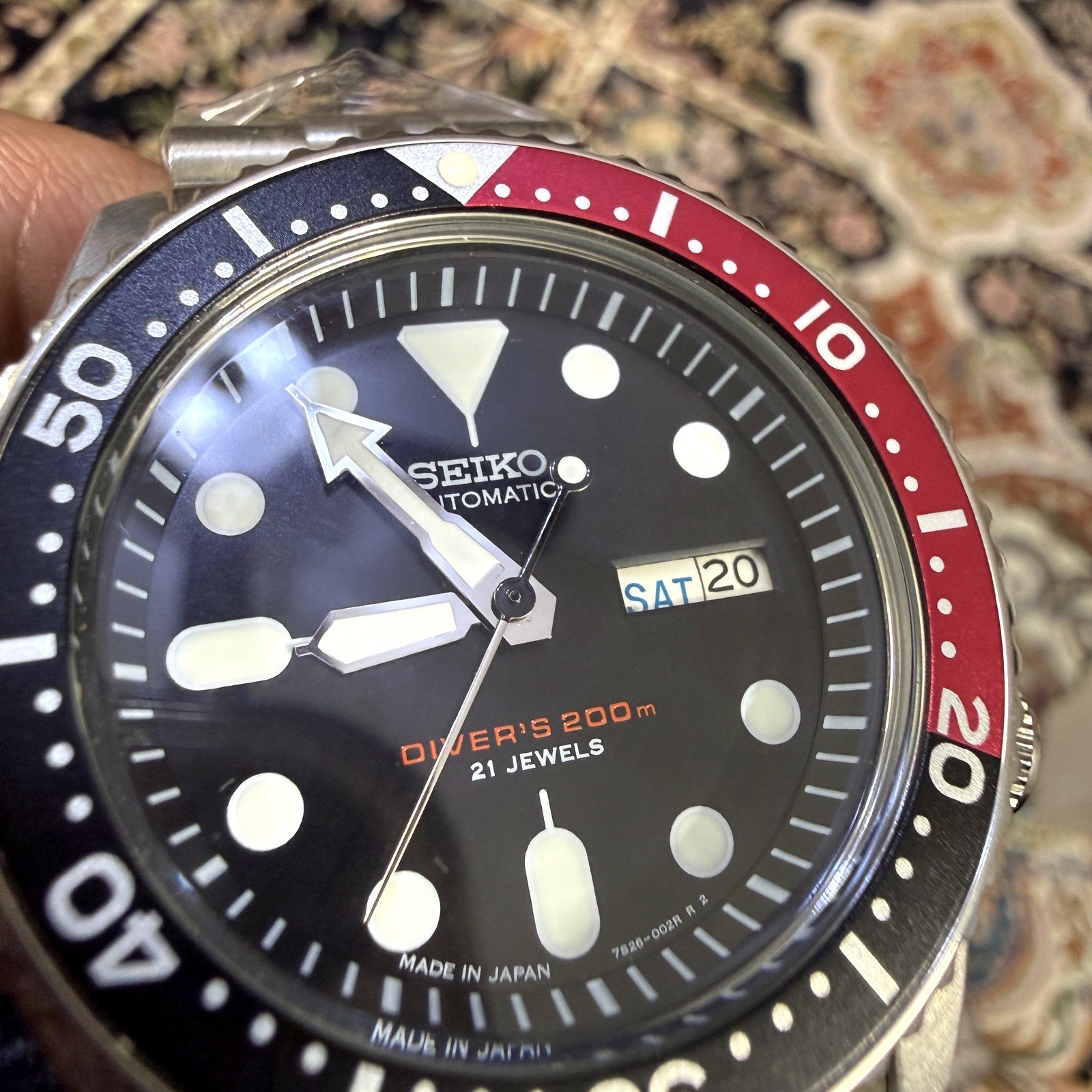 Seiko SKX007 Automatic Diver 200m Black Red Coke Bezel Day Date Mens Watch