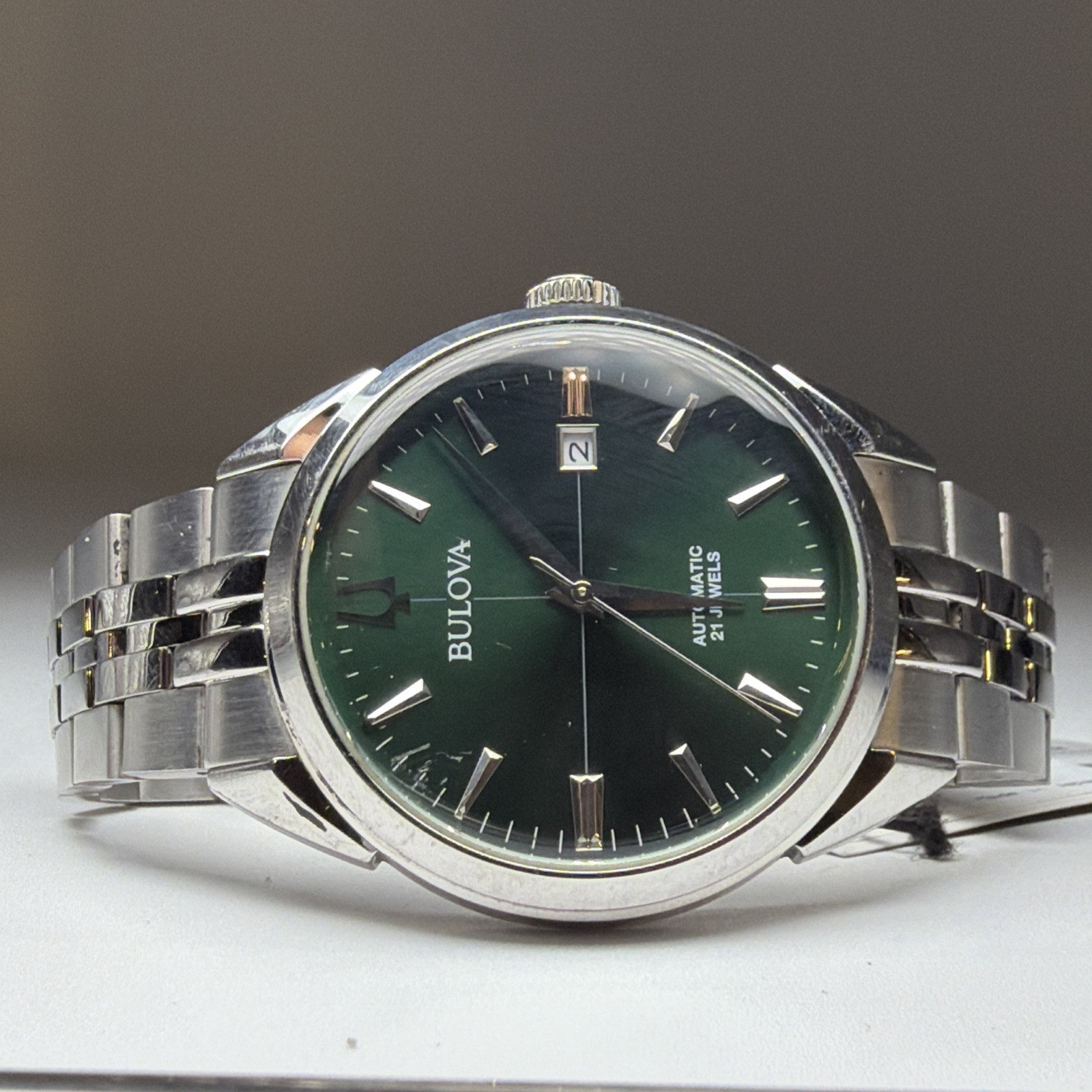 Bulova Sutton Automatic Emerald Green Sunburst Stainless 41mm Mens Watch 96B424
