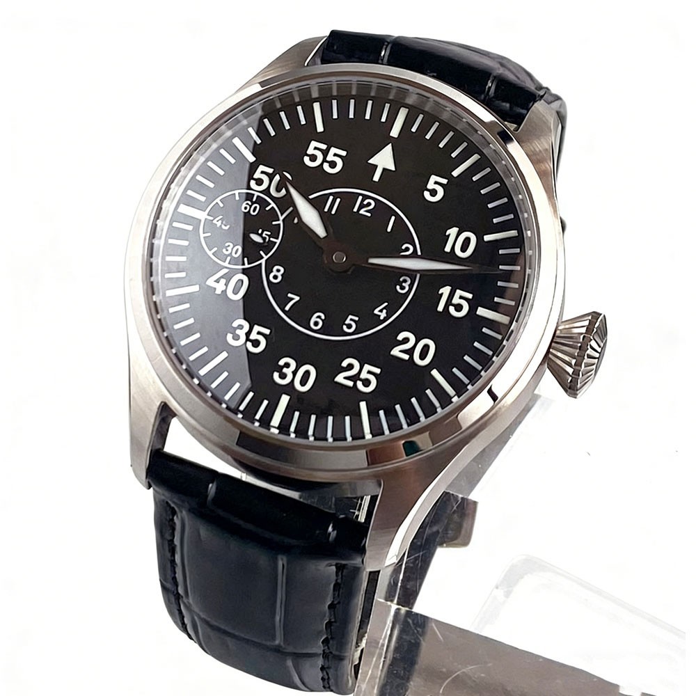 Tandorio New Sapphire Glass 42mm 6497 Hand-Wind Men Watches Black Dress Watch