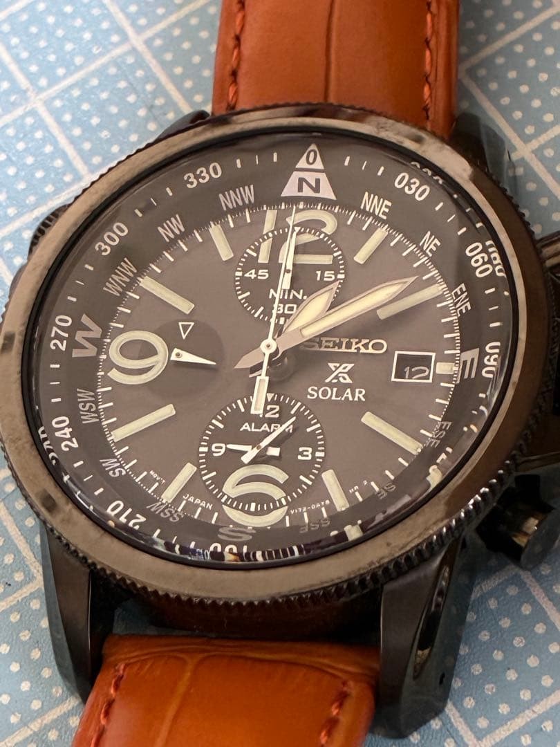 Seiko Prospex Solar Chronograph V172-0AL0 Black Dial Compass Bezel Watch