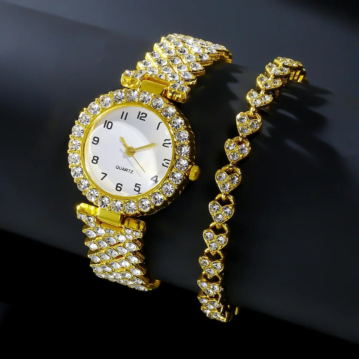 1pcs/2pcs Luxury Fashion Women Watch Set Silver Strap Ladies Quartz