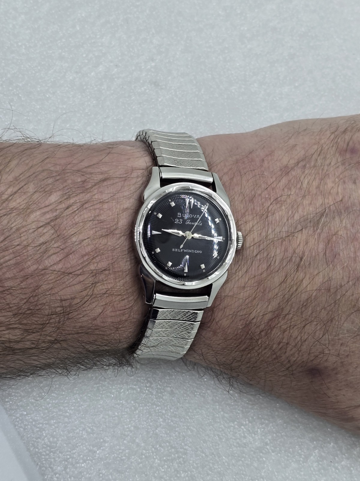 1959 Vintage Bulova 23 Jewel Automatic Black Sunburst Dial! Fully Serviced.