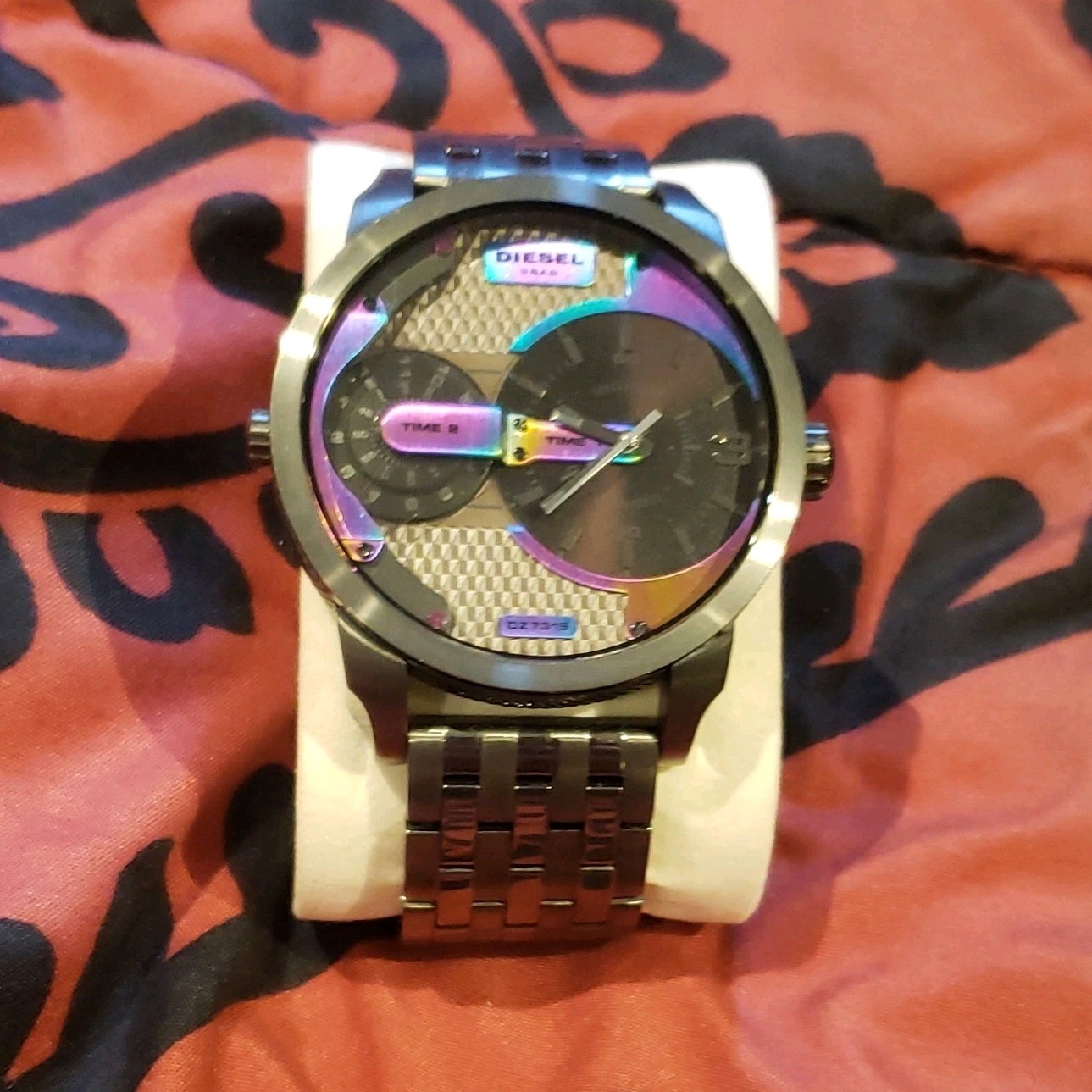 Diesel Time 2 Men’s Quartz Analog Watch 46mm Gray Dial SS Bracelet 30m
