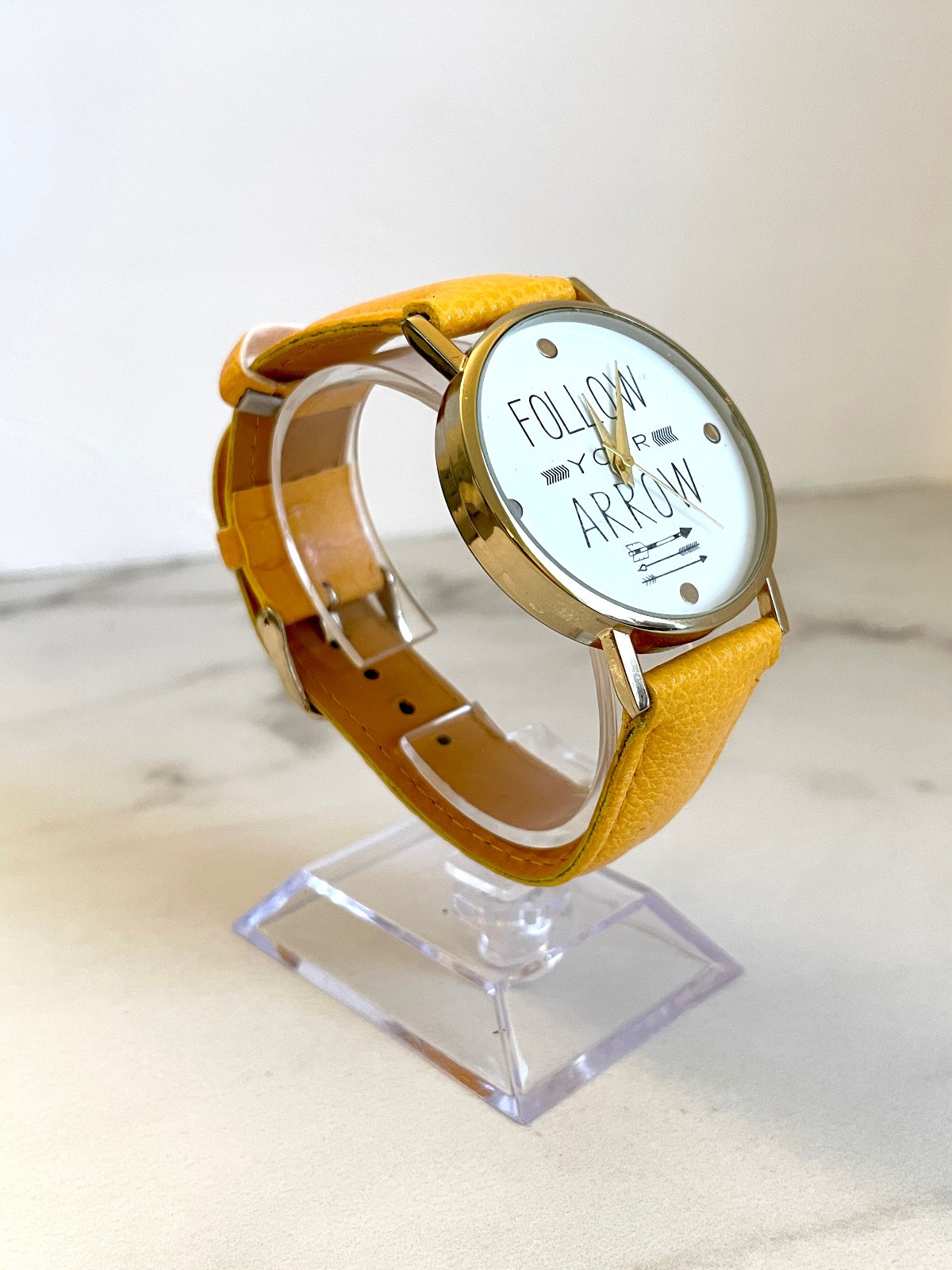 Wrisrwatch “Follow Your Arrow” Inscription – Battery Included, Womens gift
