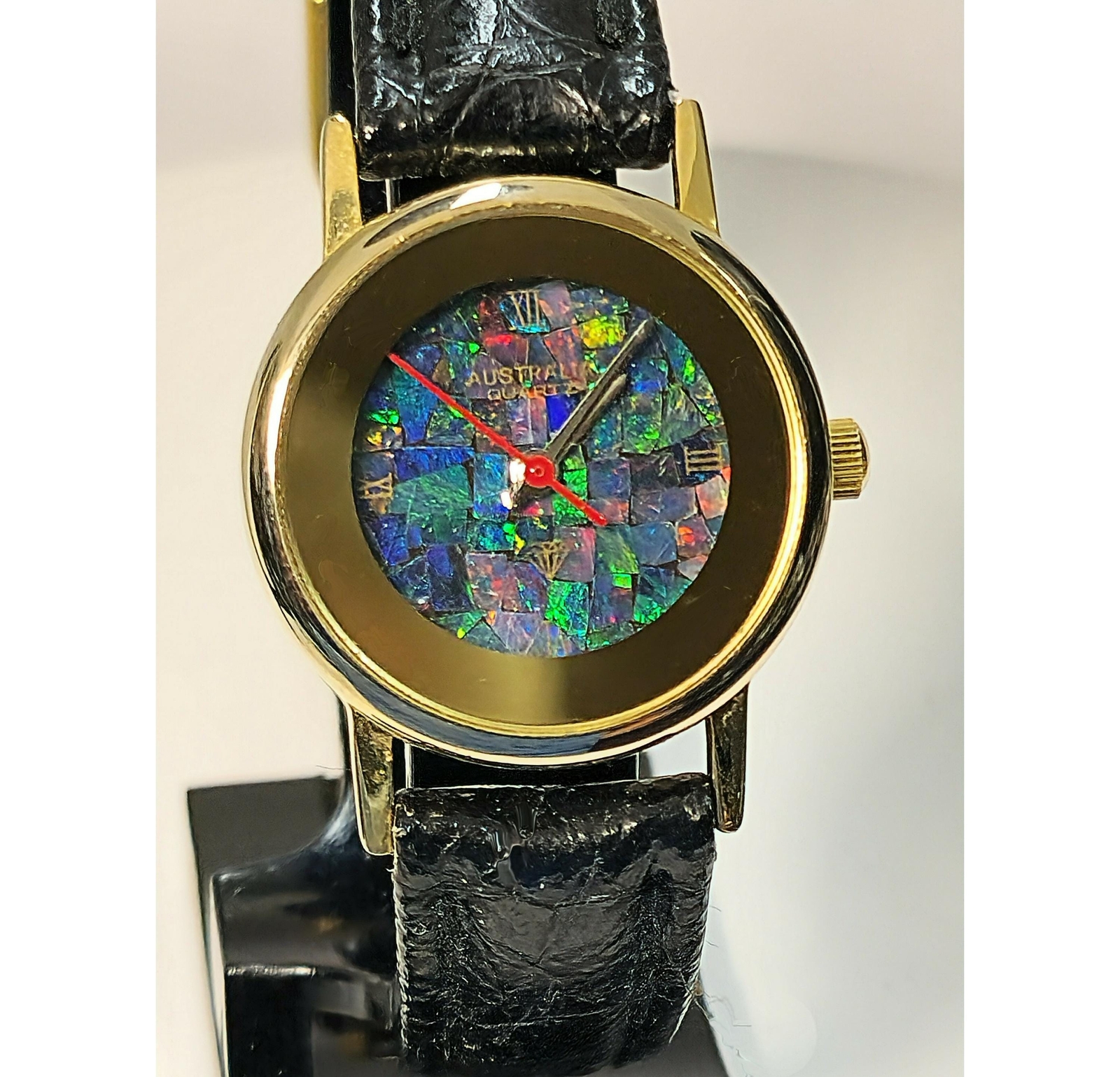 54181.0 – “Australia” Opal Watch with Natural Australian Opal Gold rim with no