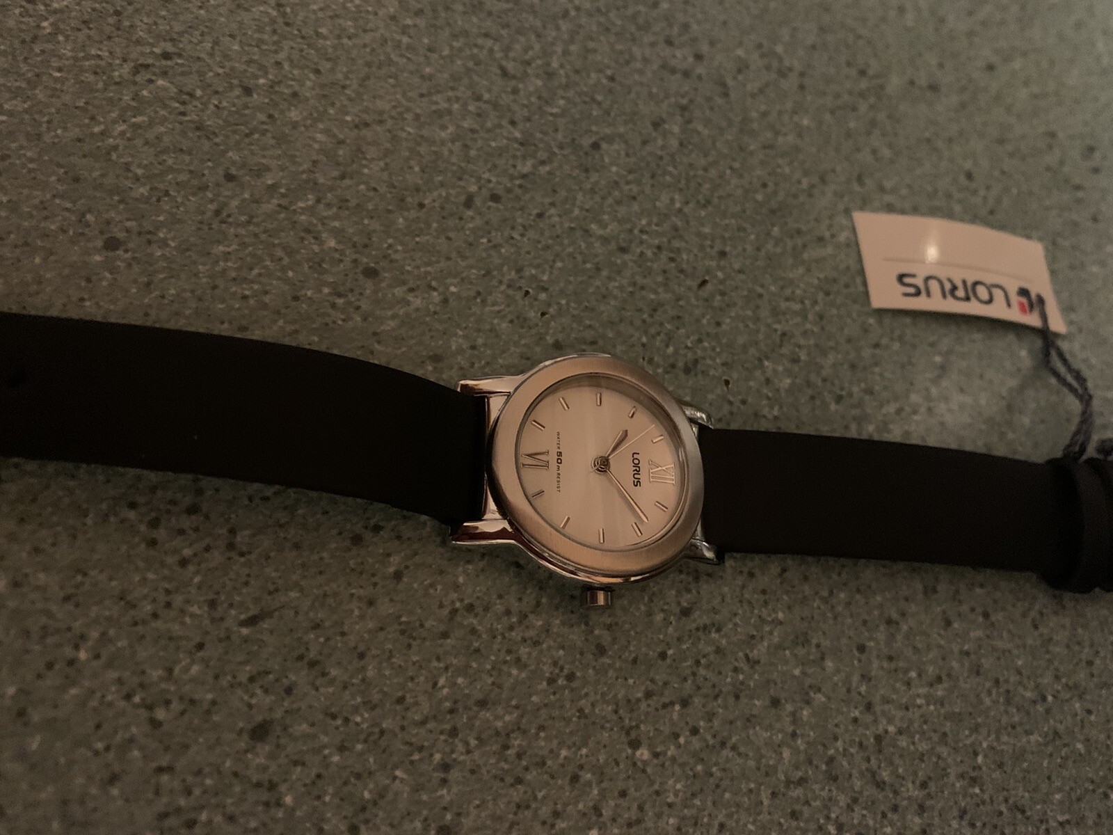 Brand New Women’s Lorus Watch Ivory Face Black Buckle Strap Band With Box